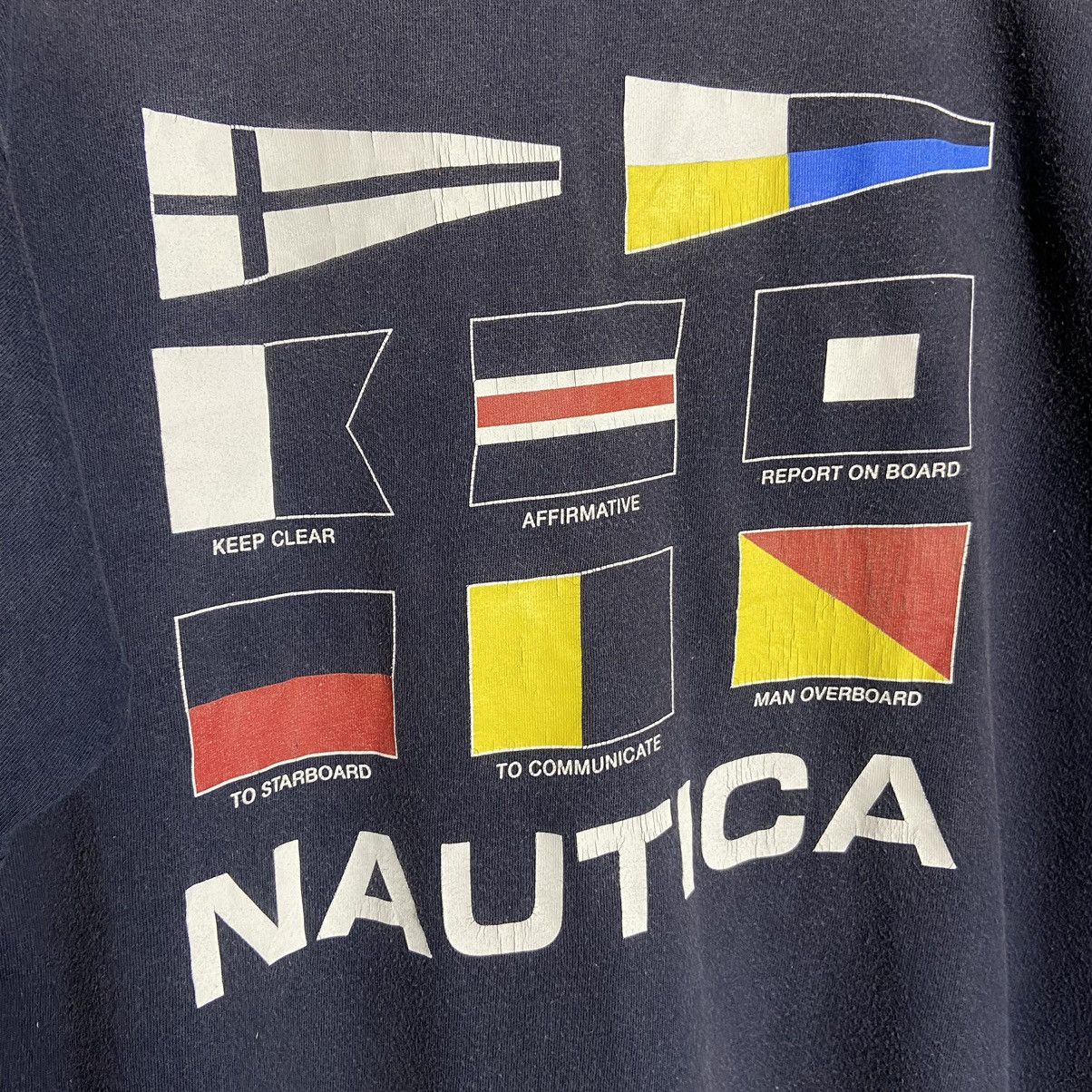 Nautica × Vintage Vintage 90s Nautica Sailing Gear Flag Distressed T-Shirt Size US XL / EU 56 / 4 - 3 Thumbnail