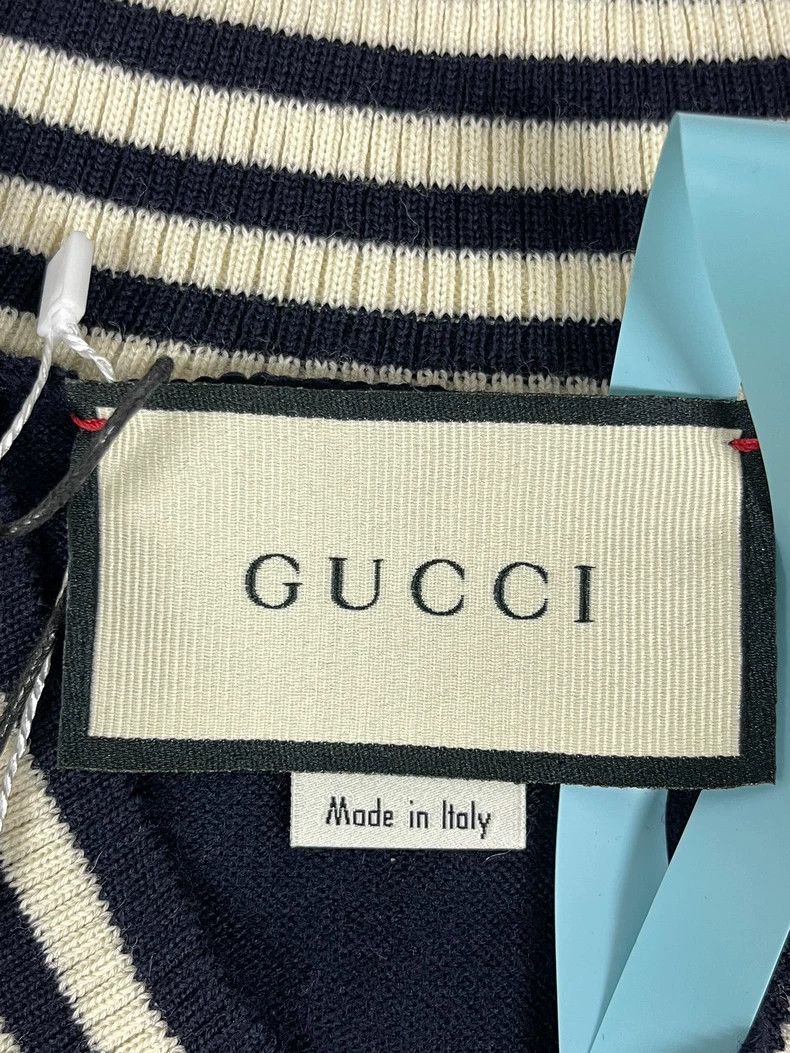 Gucci Gucci Blue and white striped embroidered little bee wool lo Size US M / EU 48-50 / 2 - 5 Thumbnail