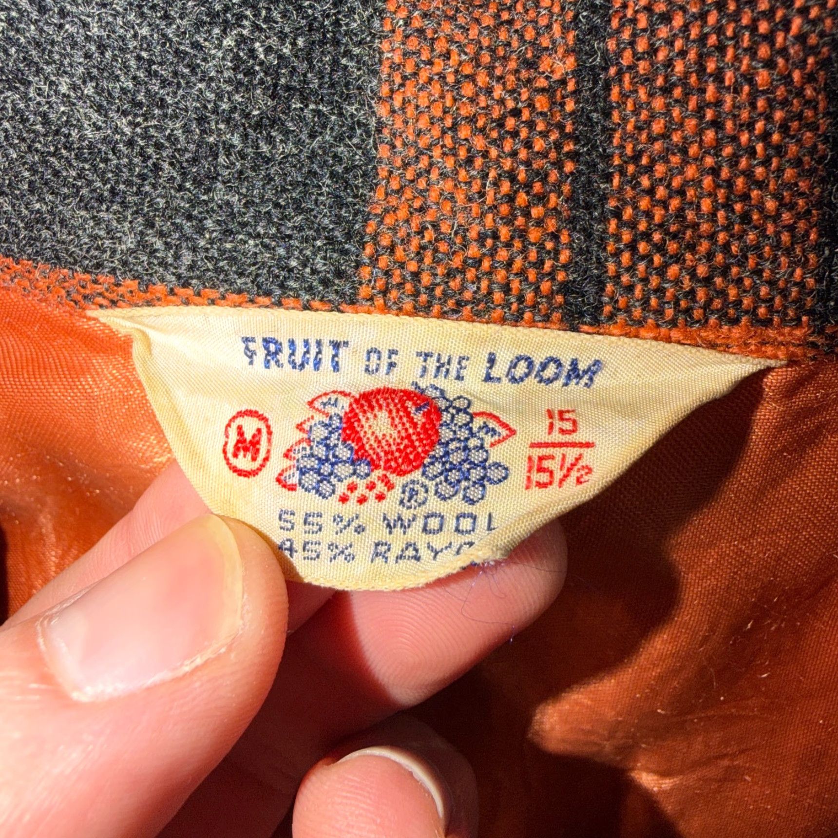 Fruit Of The Loom VINTAGE Fruit of the Loom Shirt Orange Plaid Wool Button Front Collared Rockabilly 50s 70s 1950s Mens M Size US M / EU 48-50 / 2 - 3 Thumbnail