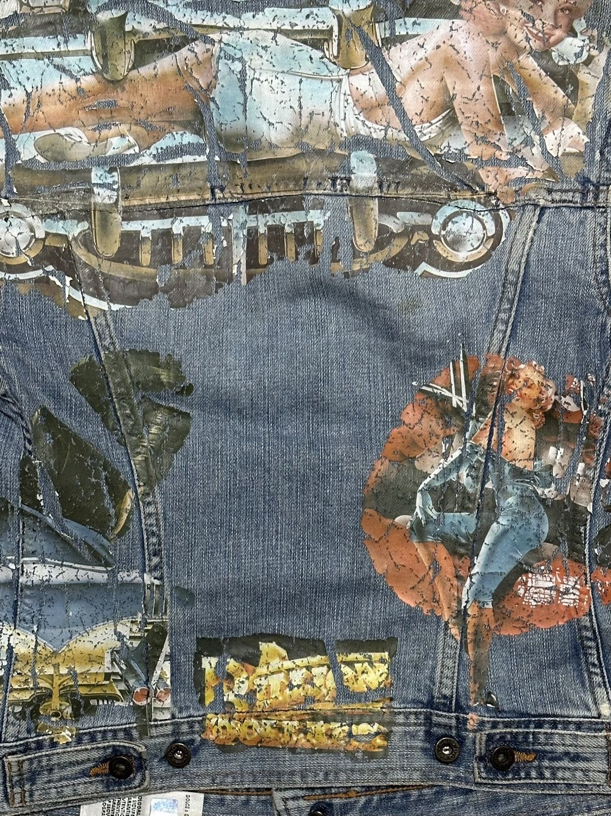 Dolce & Gabbana D&G Spring Summer 2002 Painted Denim Jacket Size XS / US 0-2 / IT 36-38 - 5 Thumbnail