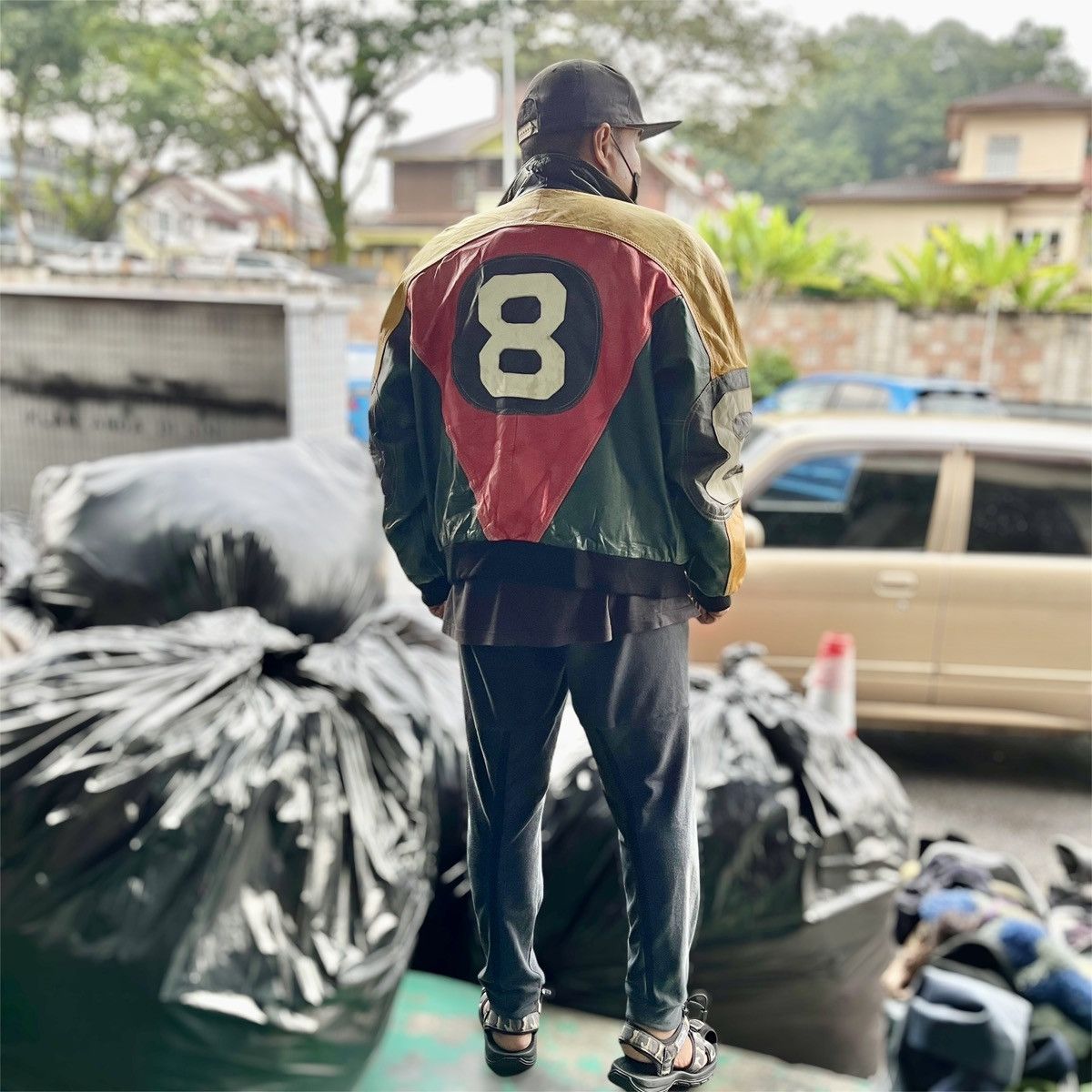 Genuine Leather × Vintage Vintage 8 Ball 🎱 Ong Ovine Leather Bomber Jacket Size US L / EU 52-54 / 3 - 1 Thumbnail
