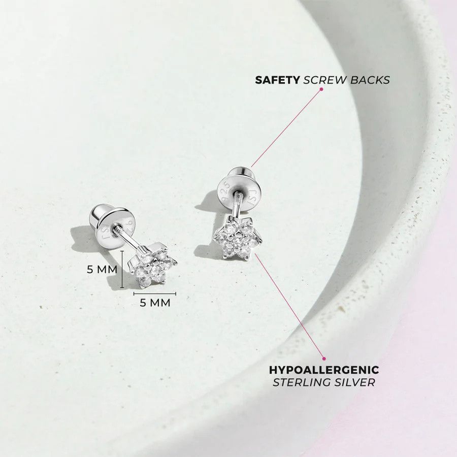 Other CZ Cluster Flower Clear Earrings - Sterling Silver Size ONE SIZE - 2 Thumbnail