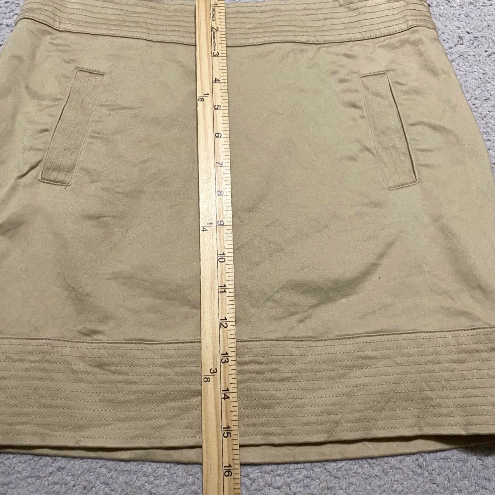 Vineyard Vines VINEYARD VINES Skirt Womens 2 Beige Solid Pencil Short Lined Pockets Zip Size 26" / US 2 / IT 38 - 6 Thumbnail