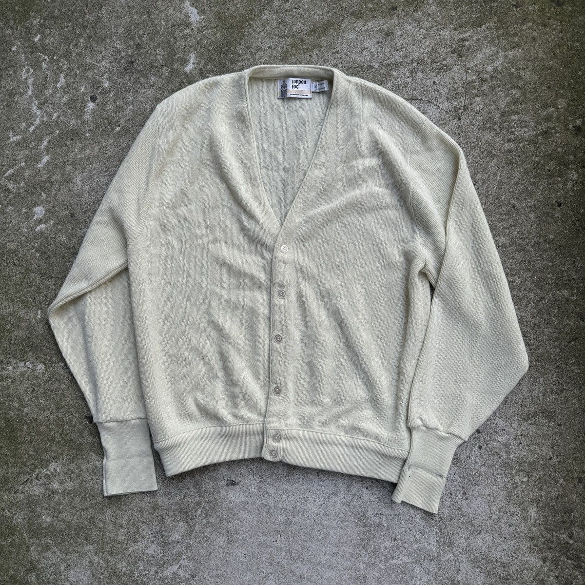 USA製 LONDON FOG Acrylic cardigan LONDON FOG 90's USA Made Acrylic Knit Cardigan XL Blue