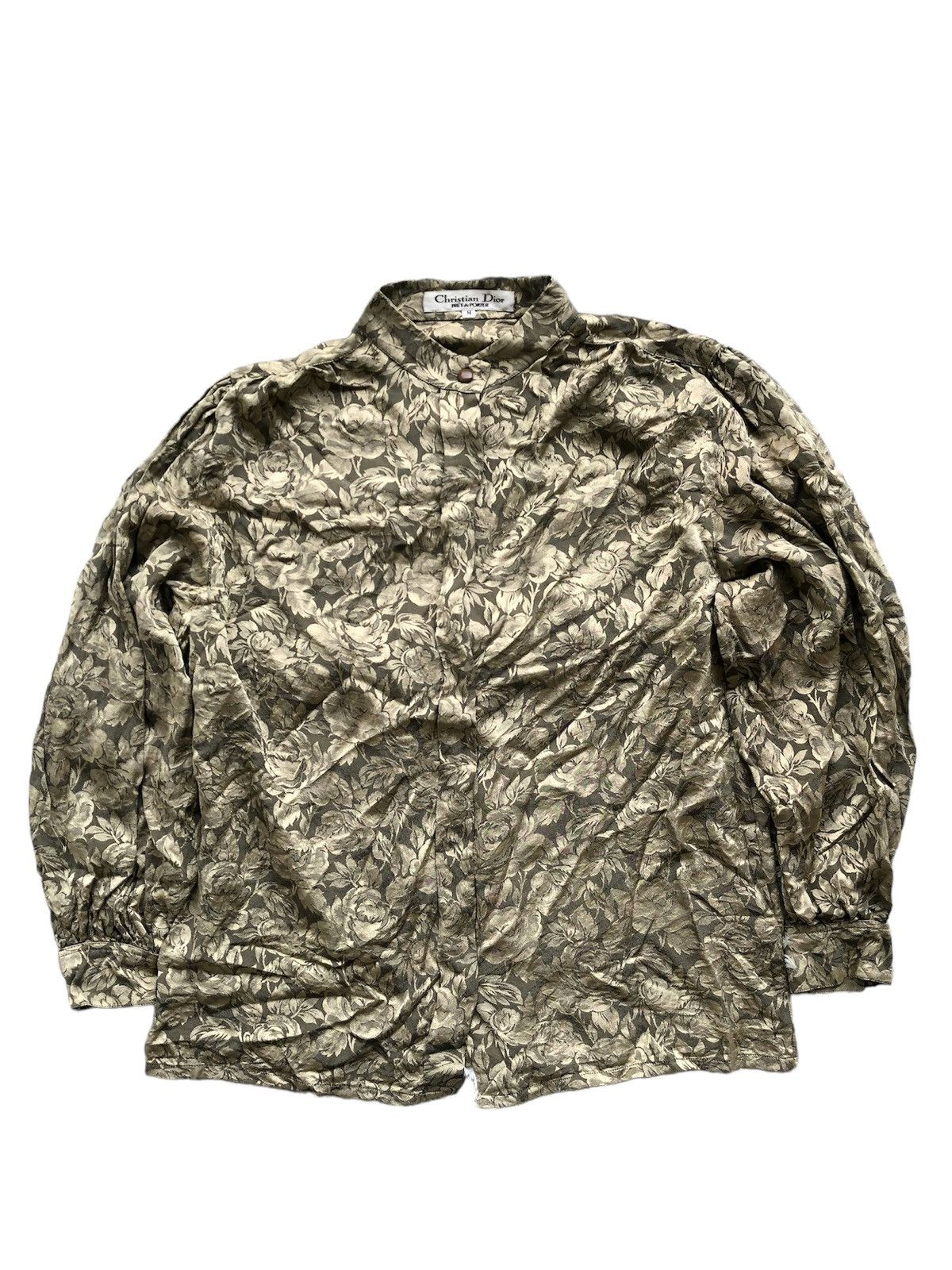 image of Christian Dior Monsieur 90’S Christian Dior Floral Alloverprint Mandarin Colar Shirt (Size Medium)