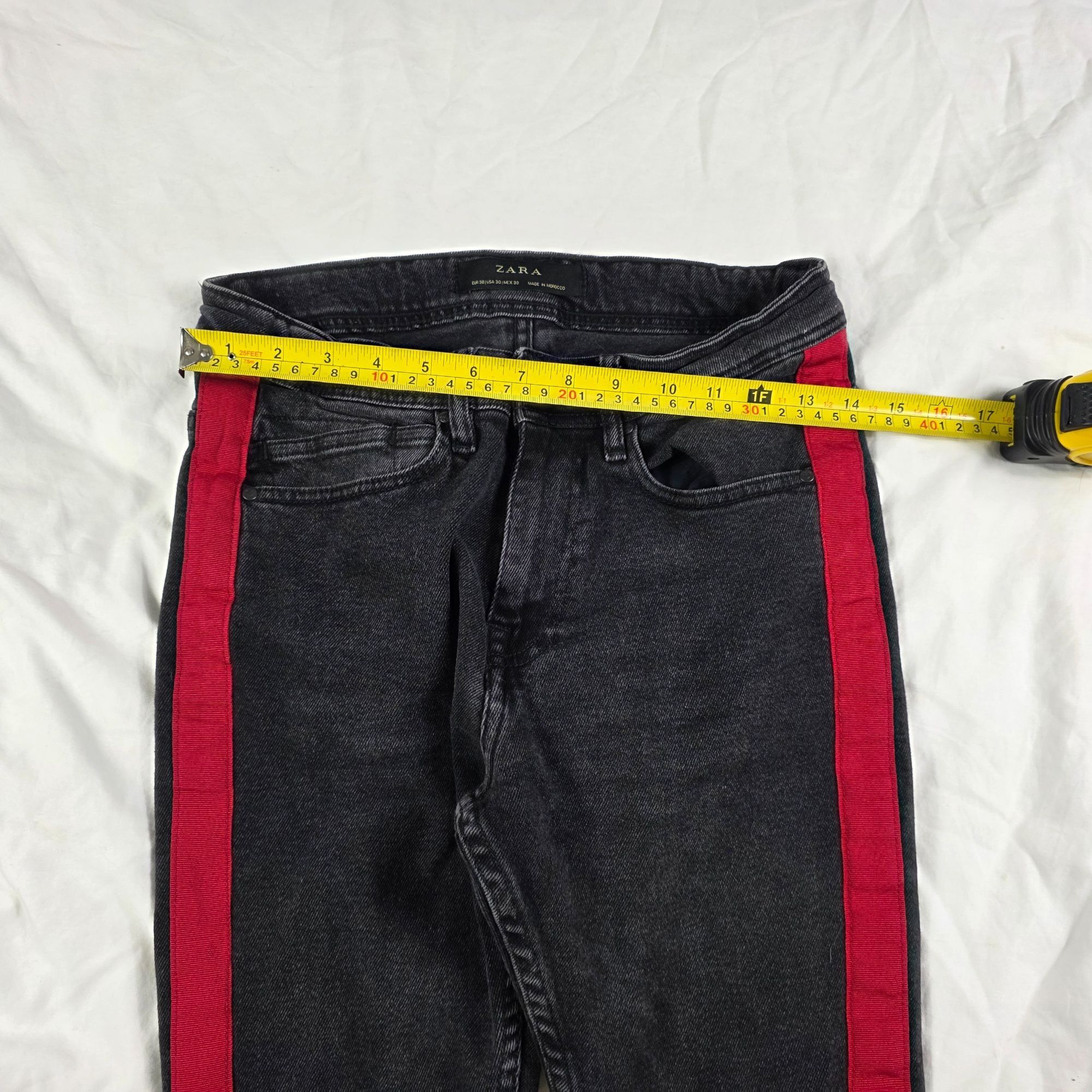 Zara Zara Womens Size 30 Skinny Jeans Black With Red Side Stripe Size 30" / US 8 / IT 44 - 7 Thumbnail