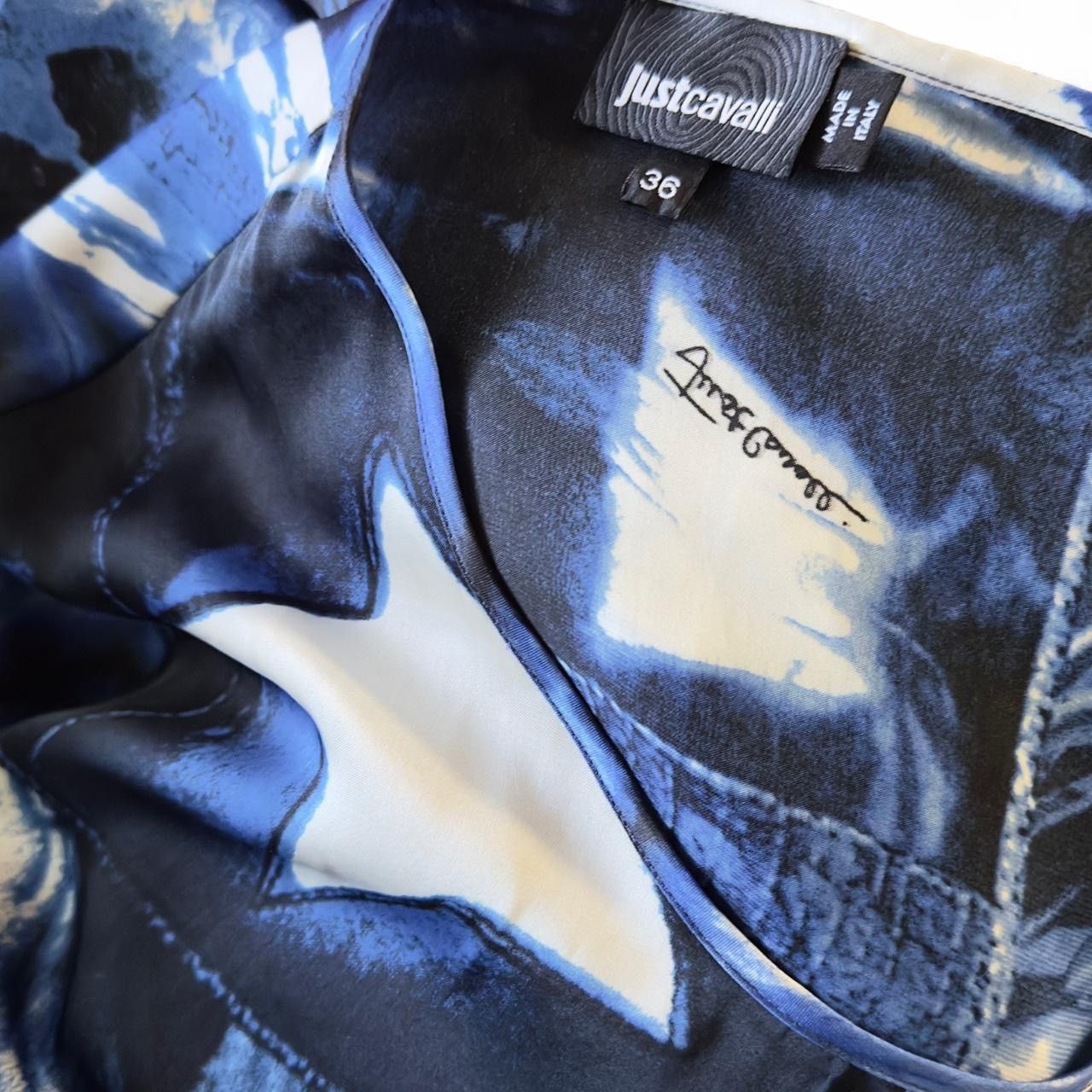 Roberto Cavalli Just Cavalli by #robertocavalli 100% Silk Blue Star Mini👗 Size XS / US 0-2 / IT 36-38 - 5 Thumbnail