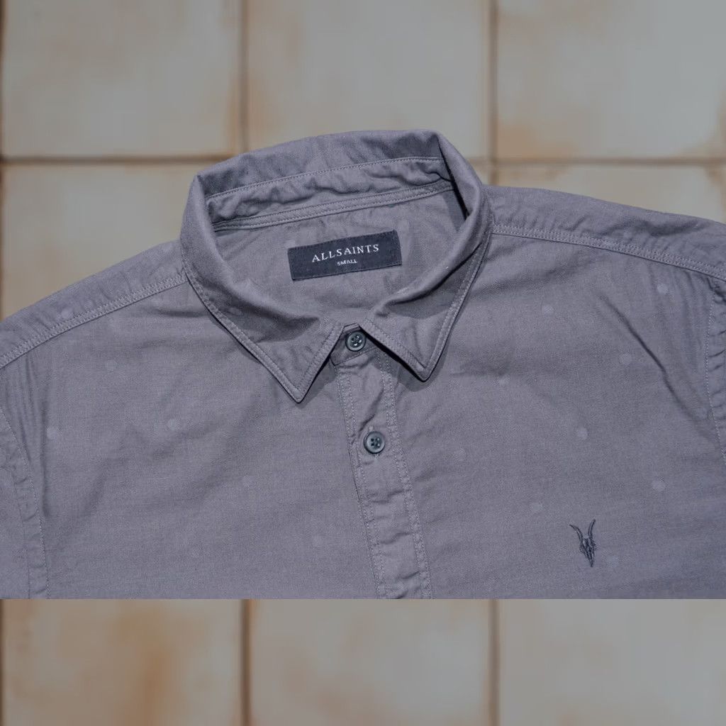 Allsaints ALLSAINTS Putnam Polka Dot Shirt Mens Cotton Modal Long Sleeve Dark Grey Size S Size US S / EU 44-46 / 1 - 1 Thumbnail