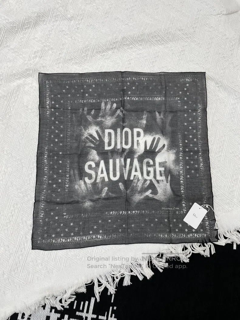 Dior Dior Black and white printed silk scarf Size ONE SIZE - 1 Thumbnail