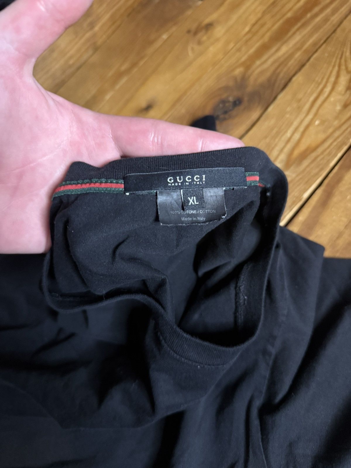 Gucci Vintage Gucci Blank Black Tee Shirt Size US XL / EU 56 / 4 - 2 Thumbnail