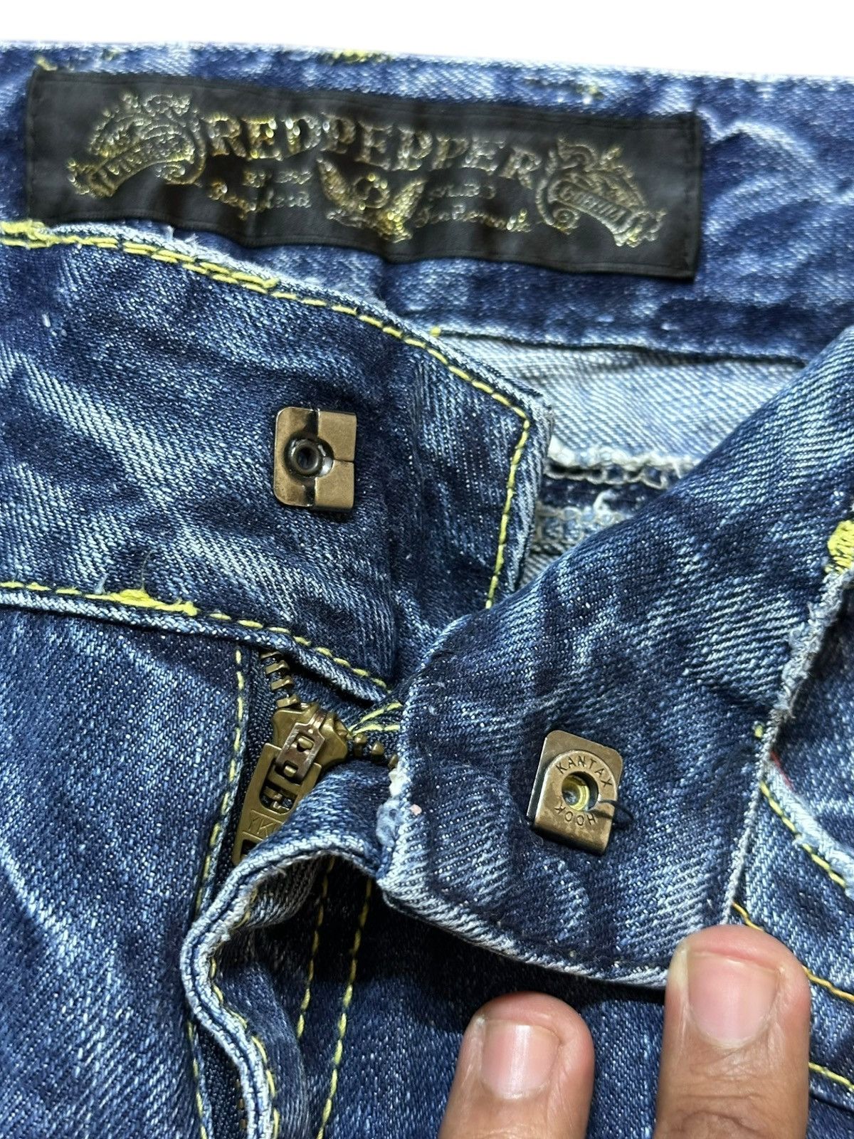 Japanese Brand Vintage Red Pepper Baggy Wide Leg Embroiddery Denim Size US 29 - 6 Thumbnail