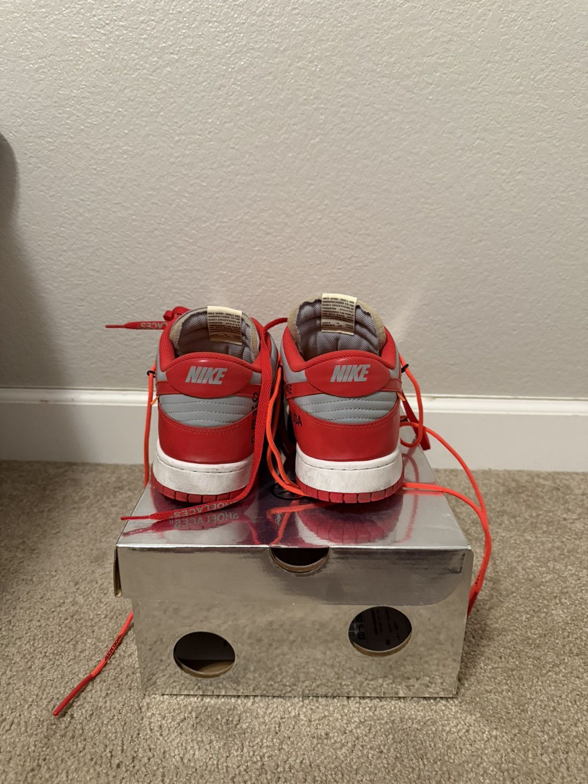 Nike × Off-White Off White Dunk Red/Grey Size US 14 / EU 47 - 5 Thumbnail