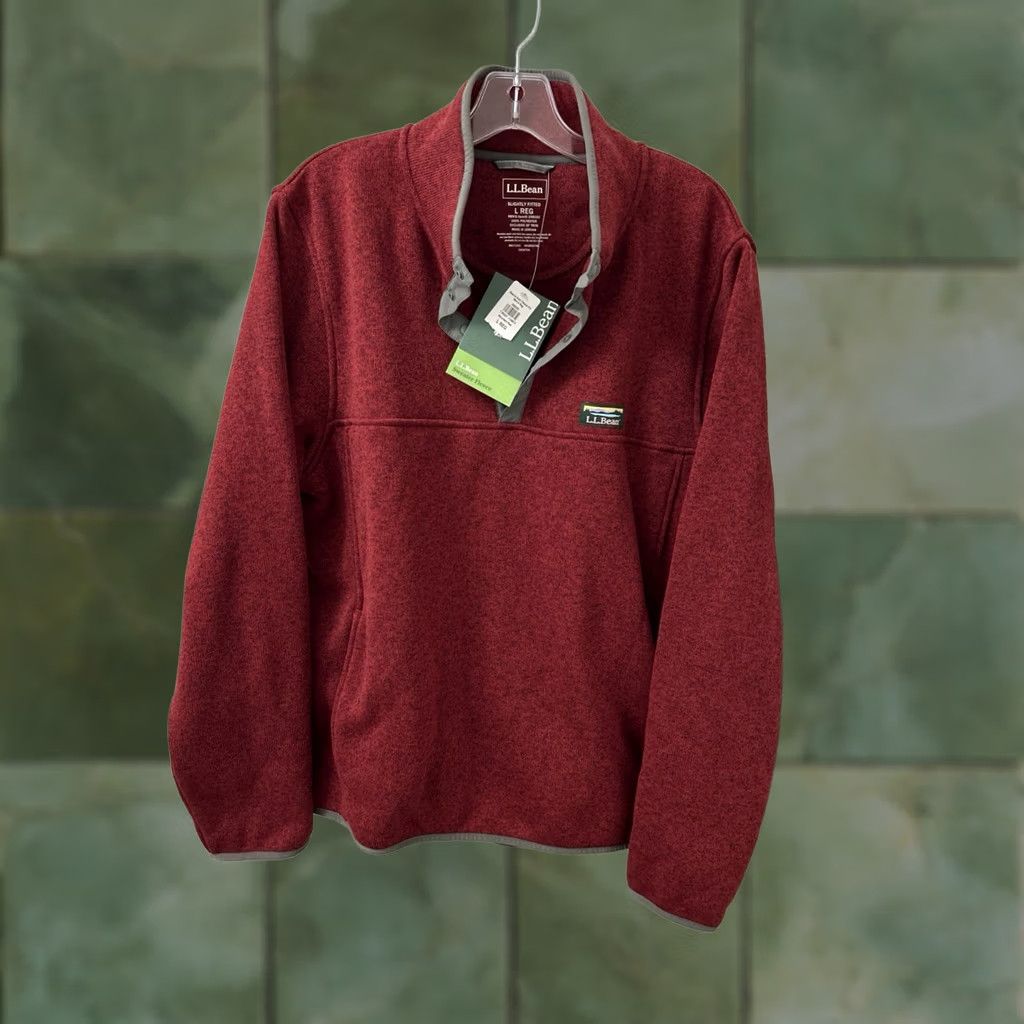 Vintage L.L. Bean Sweater Fleece Pullover Mens Large Red NWT logo Kangaroo Pocket 298050 Size US L / EU 52-54 / 3 - 1 Thumbnail