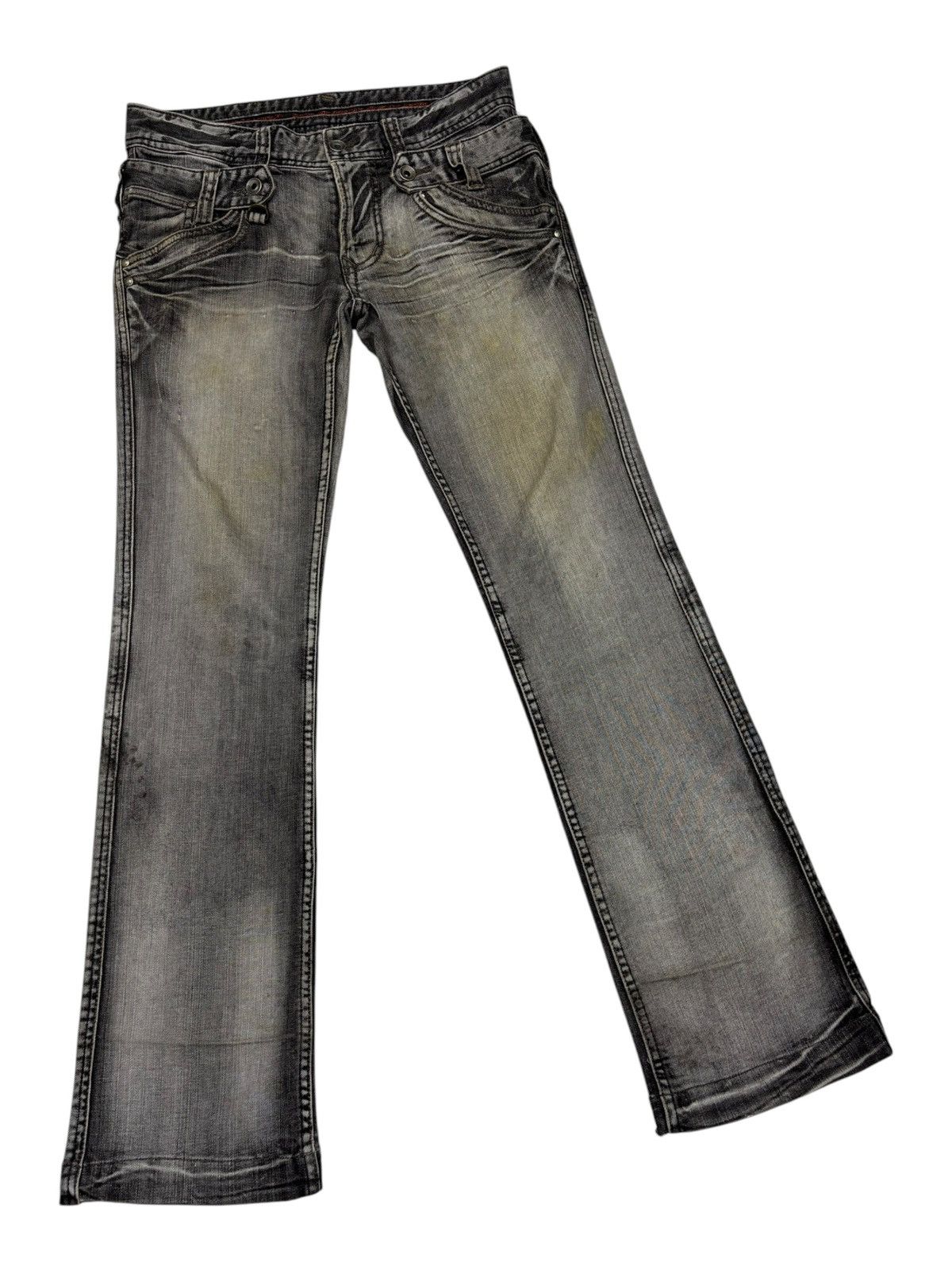 If Six Was Nine Nicole Club For Men Double Waist Slim Flare Jean Black Faded Size US 29 - 3 Thumbnail