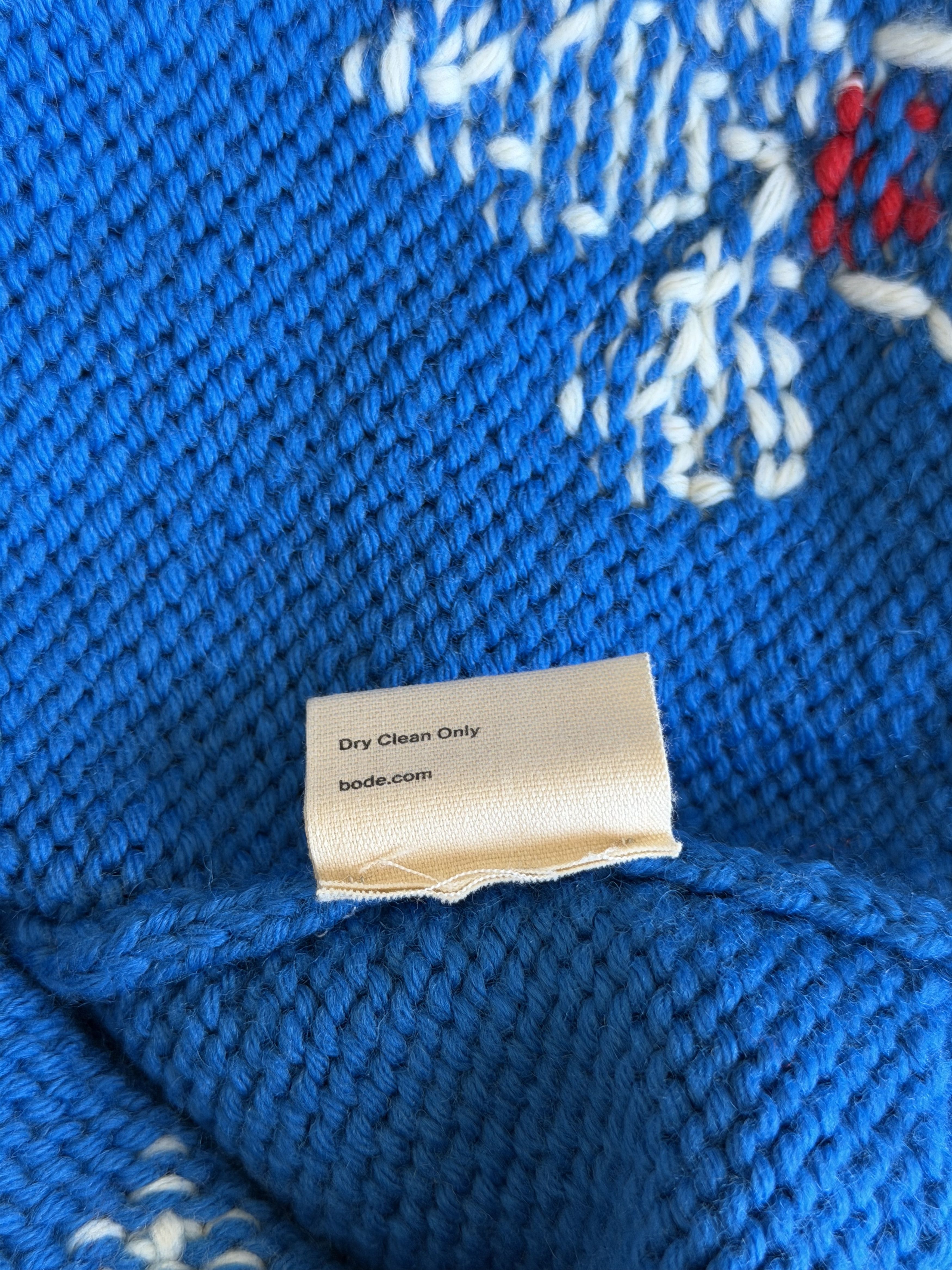 Bode Bode Fleur De Lis Knit Hoodie in Blue Size US XL / EU 56 / 4 - 12 Thumbnail