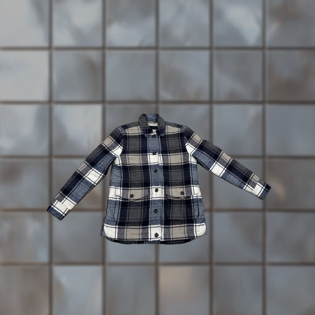 Vintage Jenni Kayne Farmhouse Shearling Lined Chore Jacket XS Wool Navy Plaid Size XS / US 0-2 / IT 36-38 - 1 Thumbnail