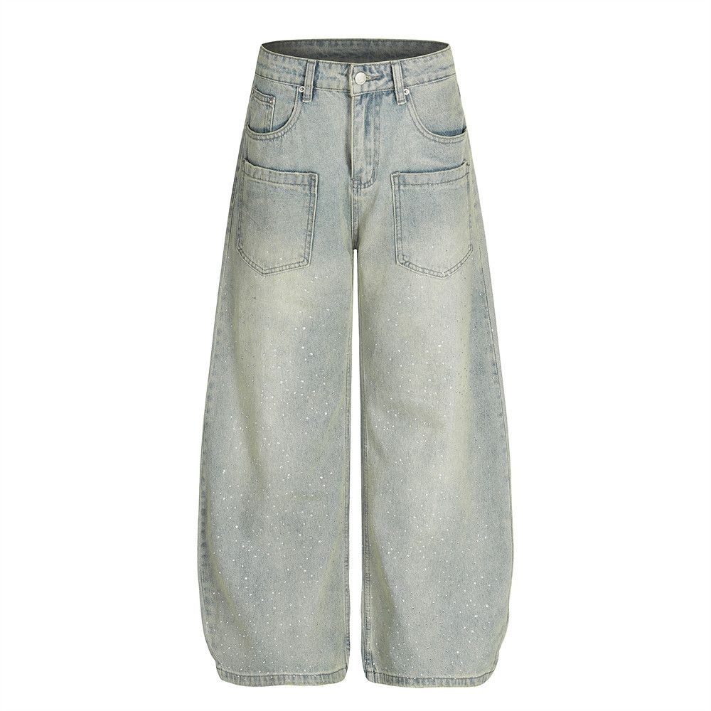 Jean Multi-pocket overalls men's punk washed distressed jeans Size US 34 / EU 50 - 1 Thumbnail