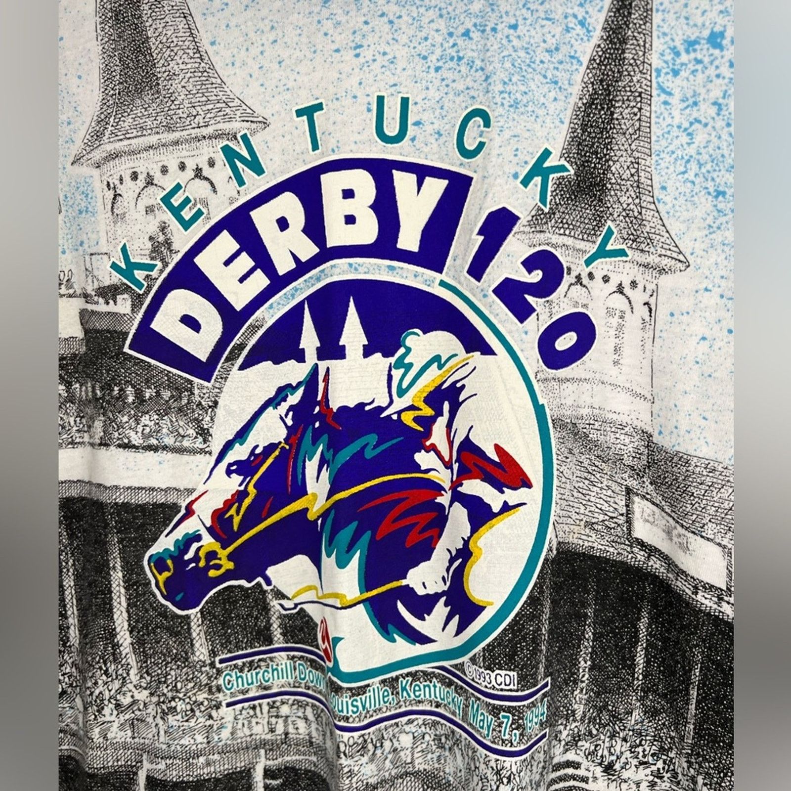 Vintage Vintage 1994 Kentucky Derby Churchill Downs ALL OVER Tee AOP Size US L / EU 52-54 / 3 - 2 Thumbnail