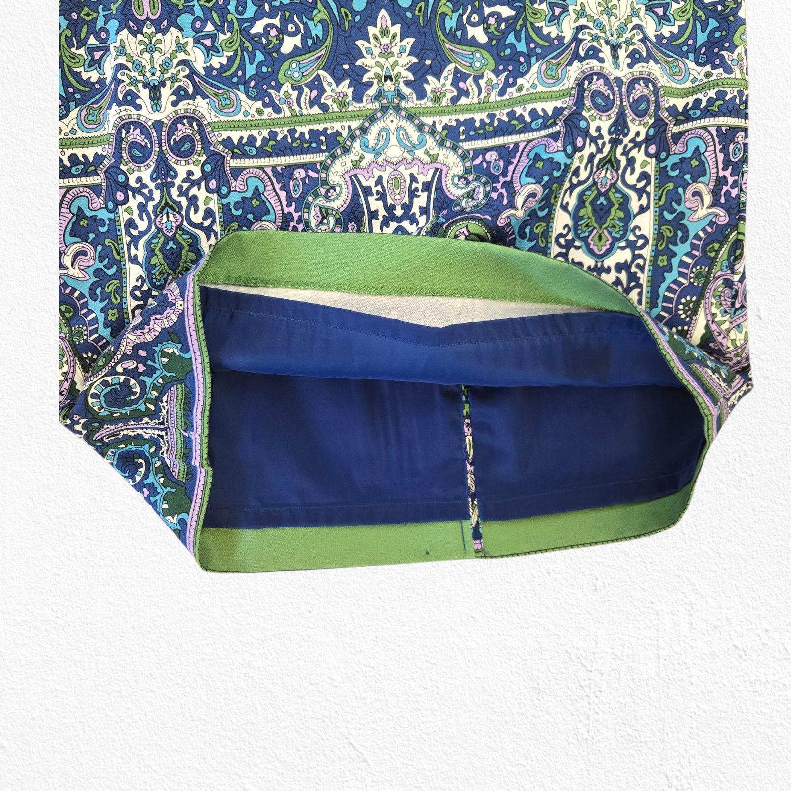 Other Baroque Paisley Blue Purple Cotton Blend Pencil Skirt Size 8 Size 30" / US 8 / IT 44 - 5 Thumbnail