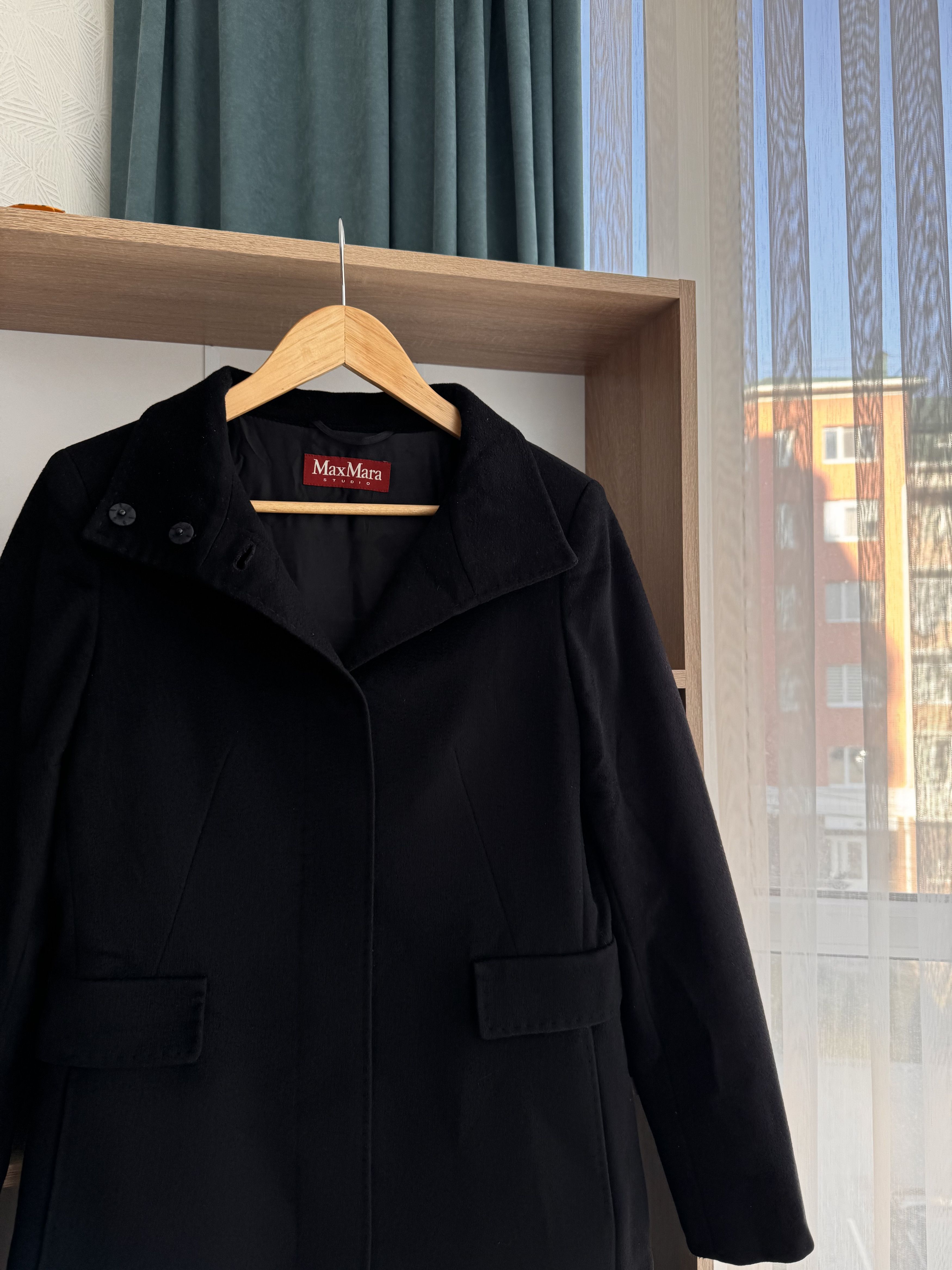 Max Mara Vintage Max Mara Studio Black Luxury W’ Wool Coat Size S / US 4 / IT 40 - 3 Thumbnail