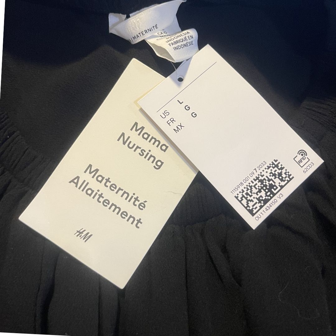 H&M Maternity Nursing Black Flow Dress Large Comfort Casual NWT Size L / US 10 / IT 46 - 3 Thumbnail