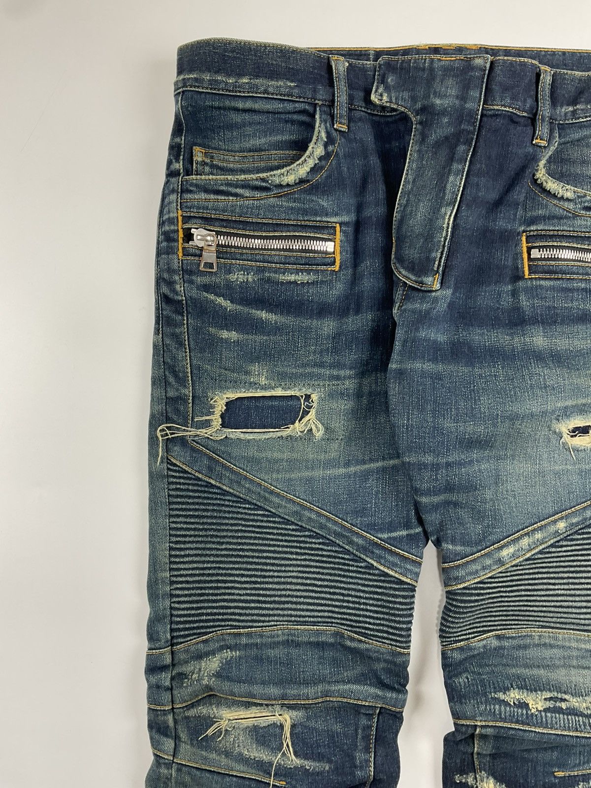 Balmain Balmain Distressed Biker Denim Size US 33 - 3 Thumbnail