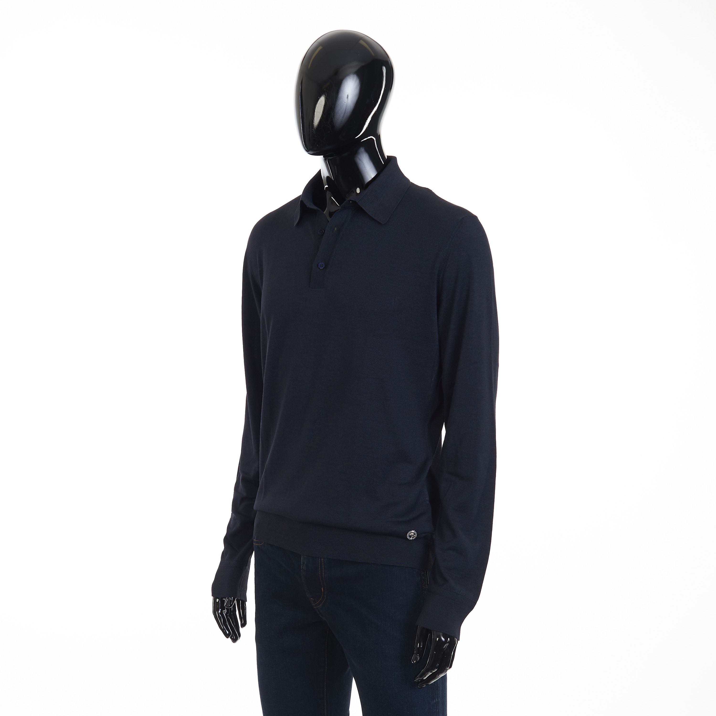 Navy Blue Longsleeve Polo Shirt - 3btn, Eagle Head Accessory