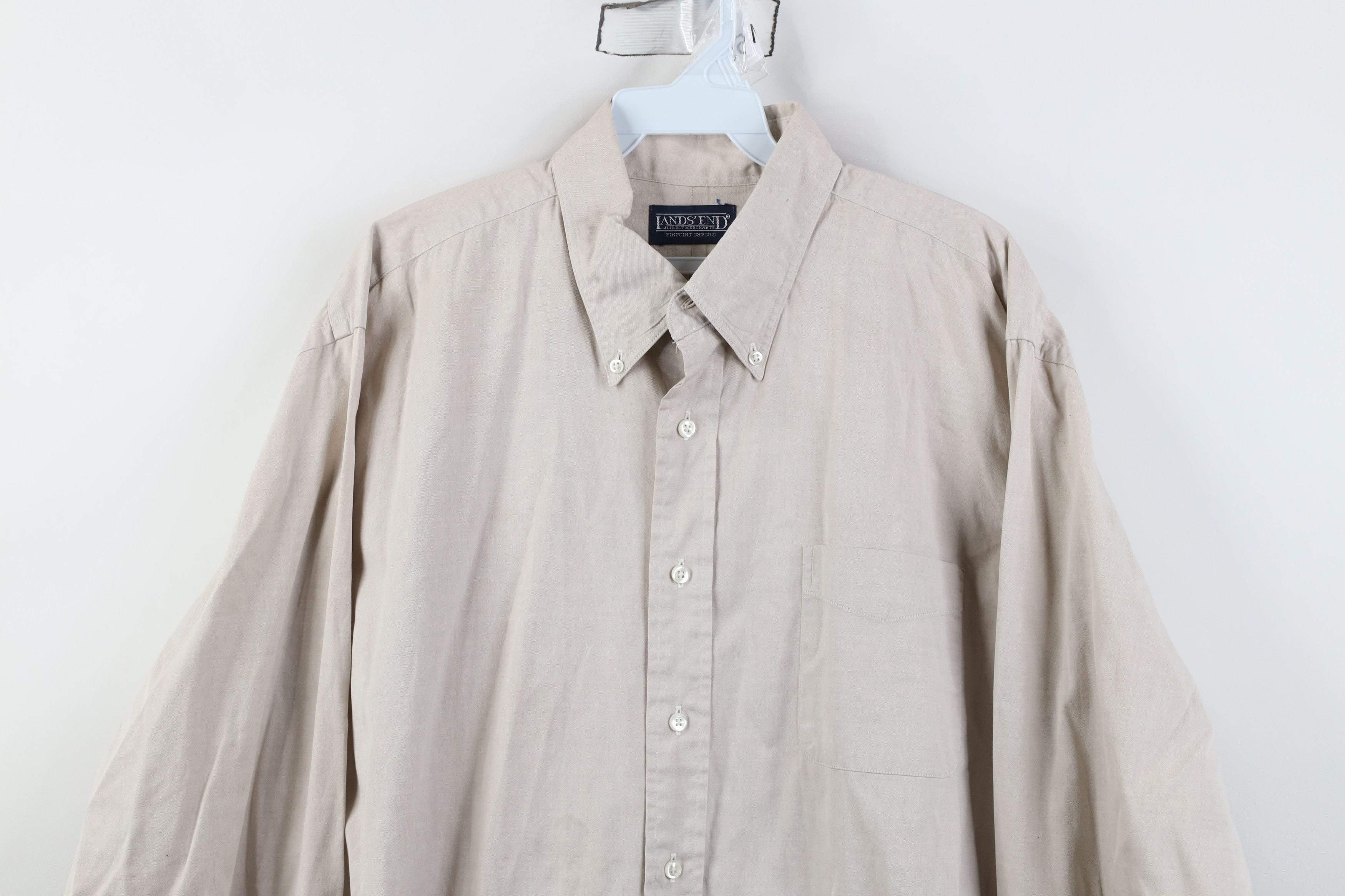 Lands' End Vintage 90s Lands End Oxford Collared Button Down Shirt Gray Size US M / EU 48-50 / 2 - 2 Thumbnail