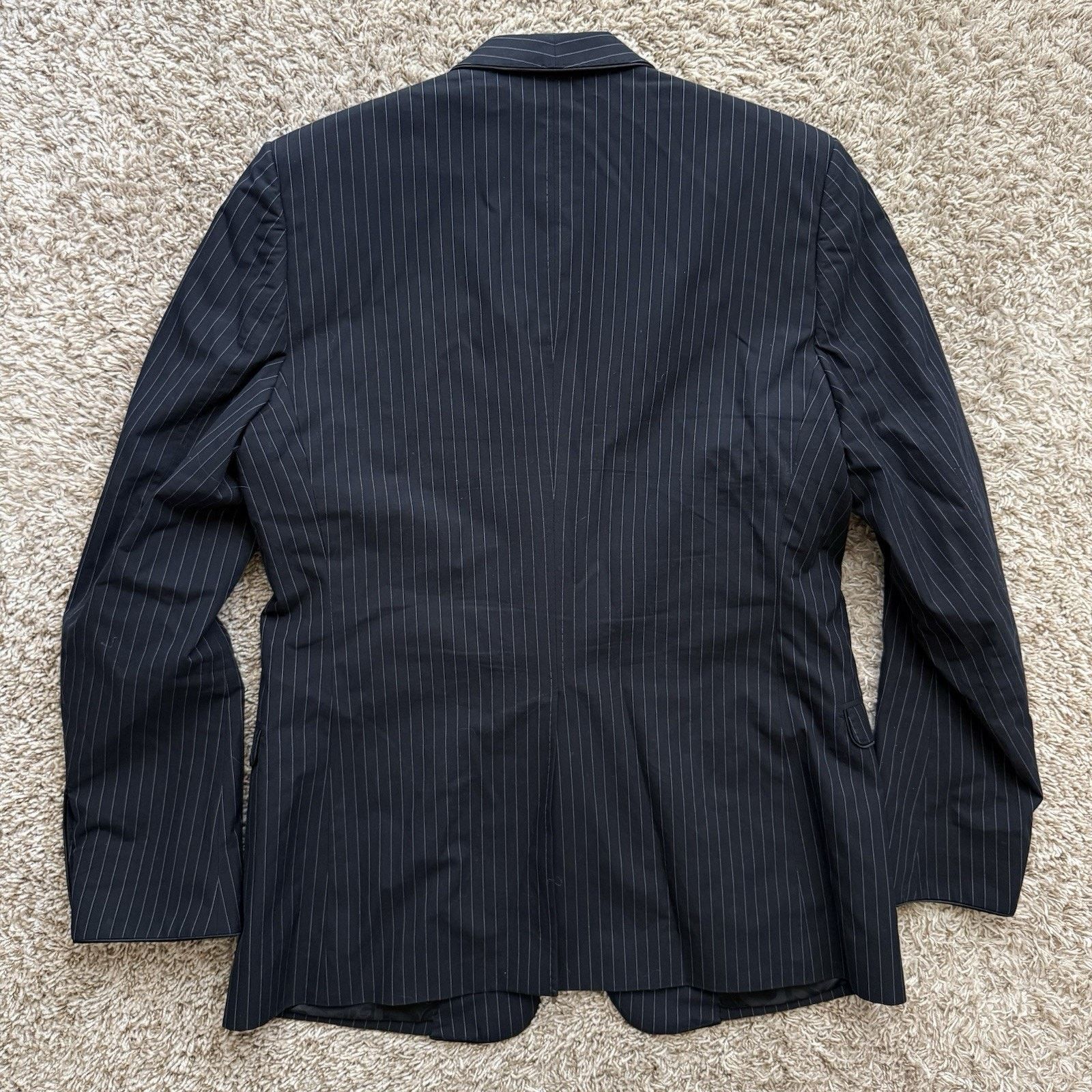 Dolce & Gabbana Dolce & Gabbana Black Cotton Suit Jacket Striped One Button Size 54R - 2 Thumbnail