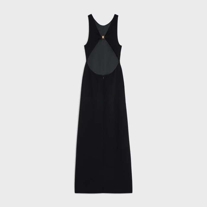 Celine o1w1db10925 2R99G302N Open-Back Triomphe Dress in Black Size M / US 6-8 / IT 42-44 - 2 Thumbnail