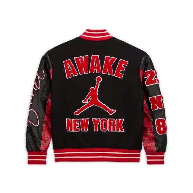 image of Jordan X Awake Ny Men's Varsity Jacket in Black (Size XL)