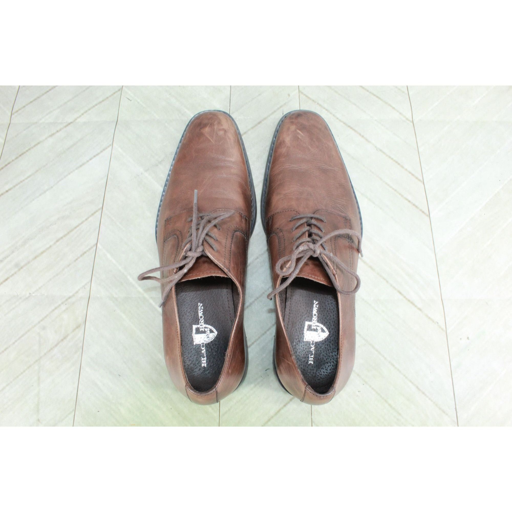 Other Black Brown 1826 Men's Brown Leather Plain Toe Oxford Derby Size US 9 / EU 42 - 7 Thumbnail