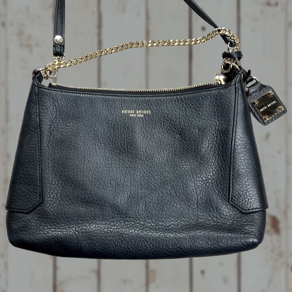 Henri Bendel Henri Bendel Black Pebbled Leather Crossbody Shoulder Bag Zip Top Purse Size M / US 6-8 / IT 42-44 - 1 Thumbnail