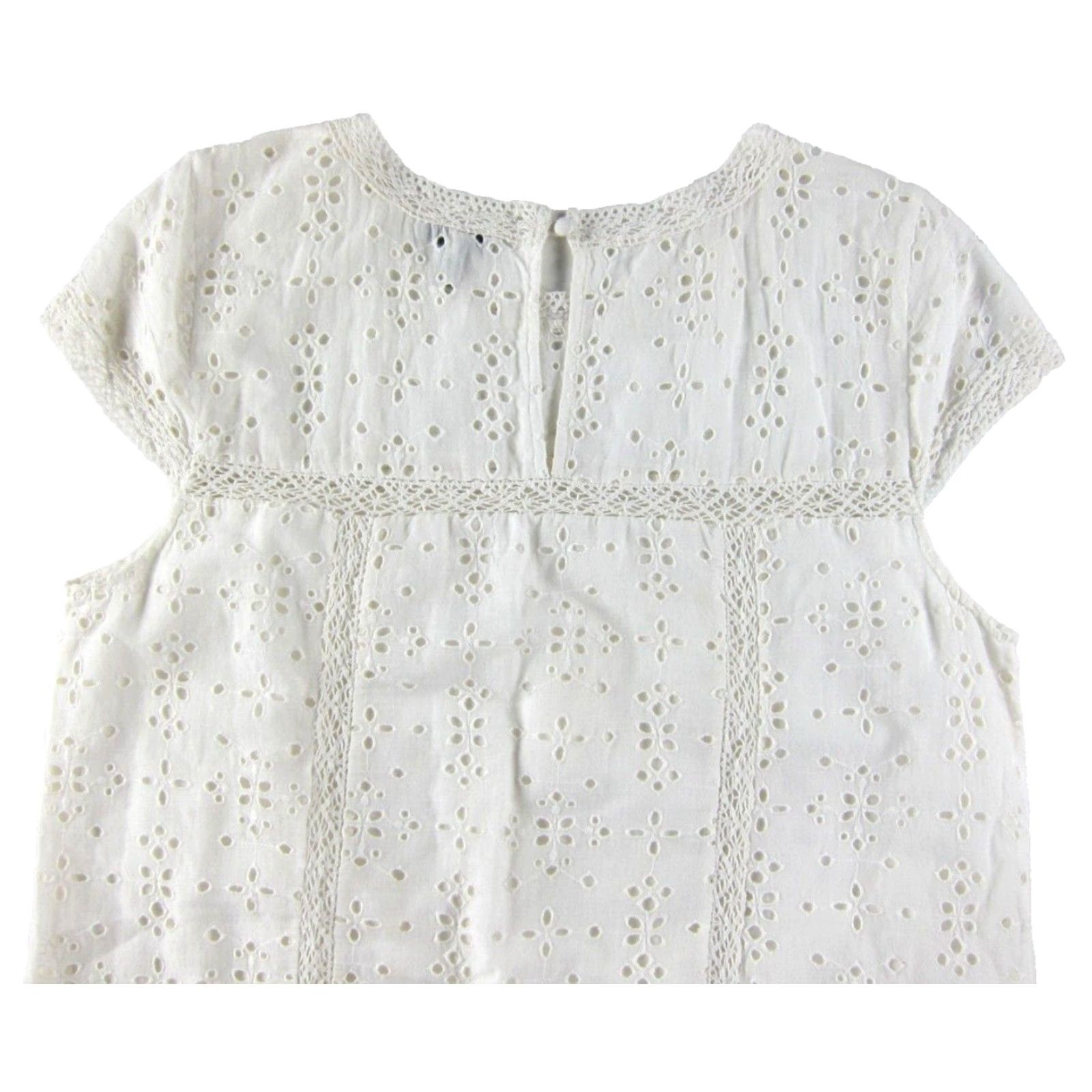 Joie JOIE 100% Cotton White Perforated Floral Cap Sleeve Tunic Shift Sun Dress Large Size L / US 10 / IT 46 - 5 Thumbnail