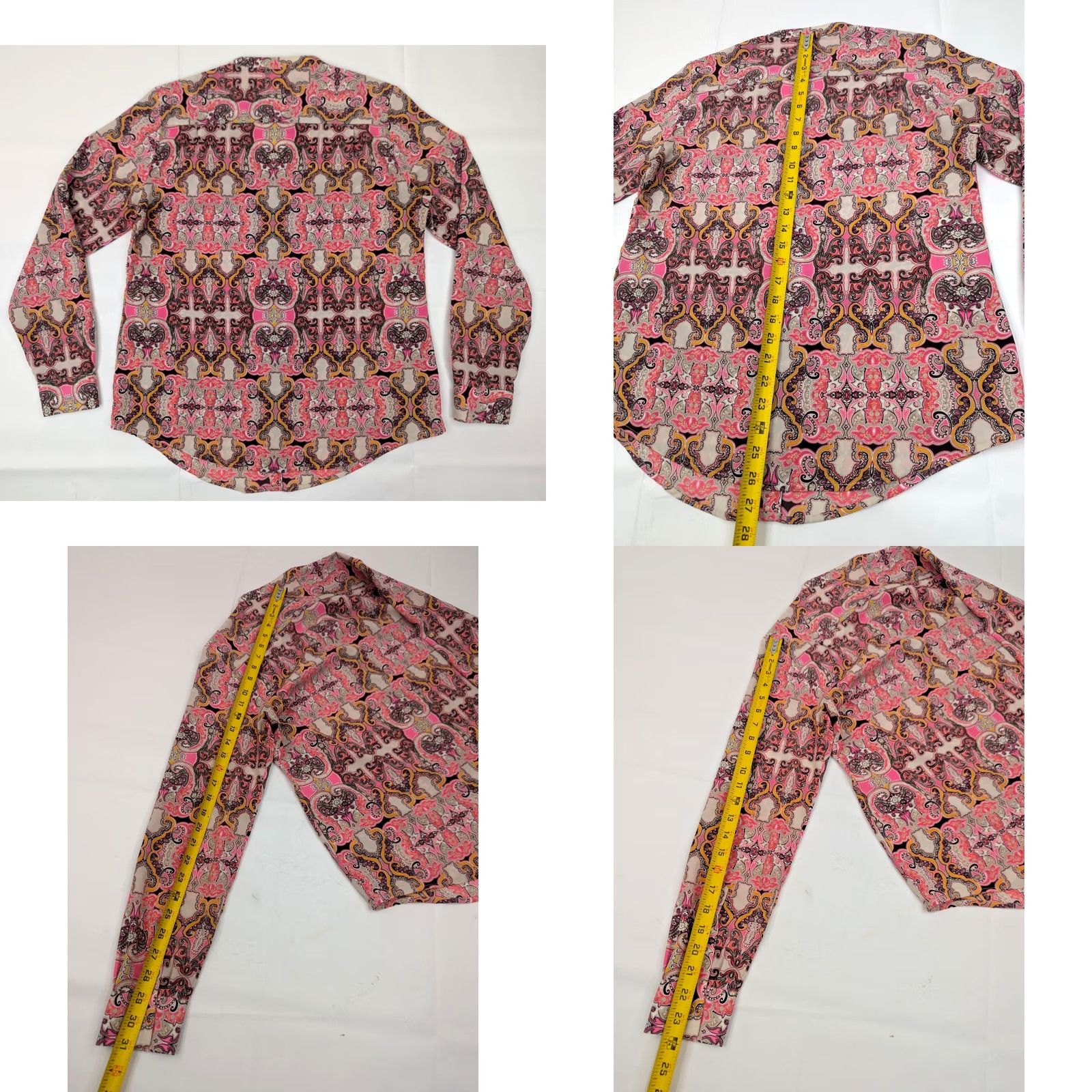 Charter Club Charter Club Pink Paisley Pattern Button-Up Shirt Women S Long Sleeve V-Neck Colorful Patterned Button Size S / US 4 / IT 40 - 8 Thumbnail