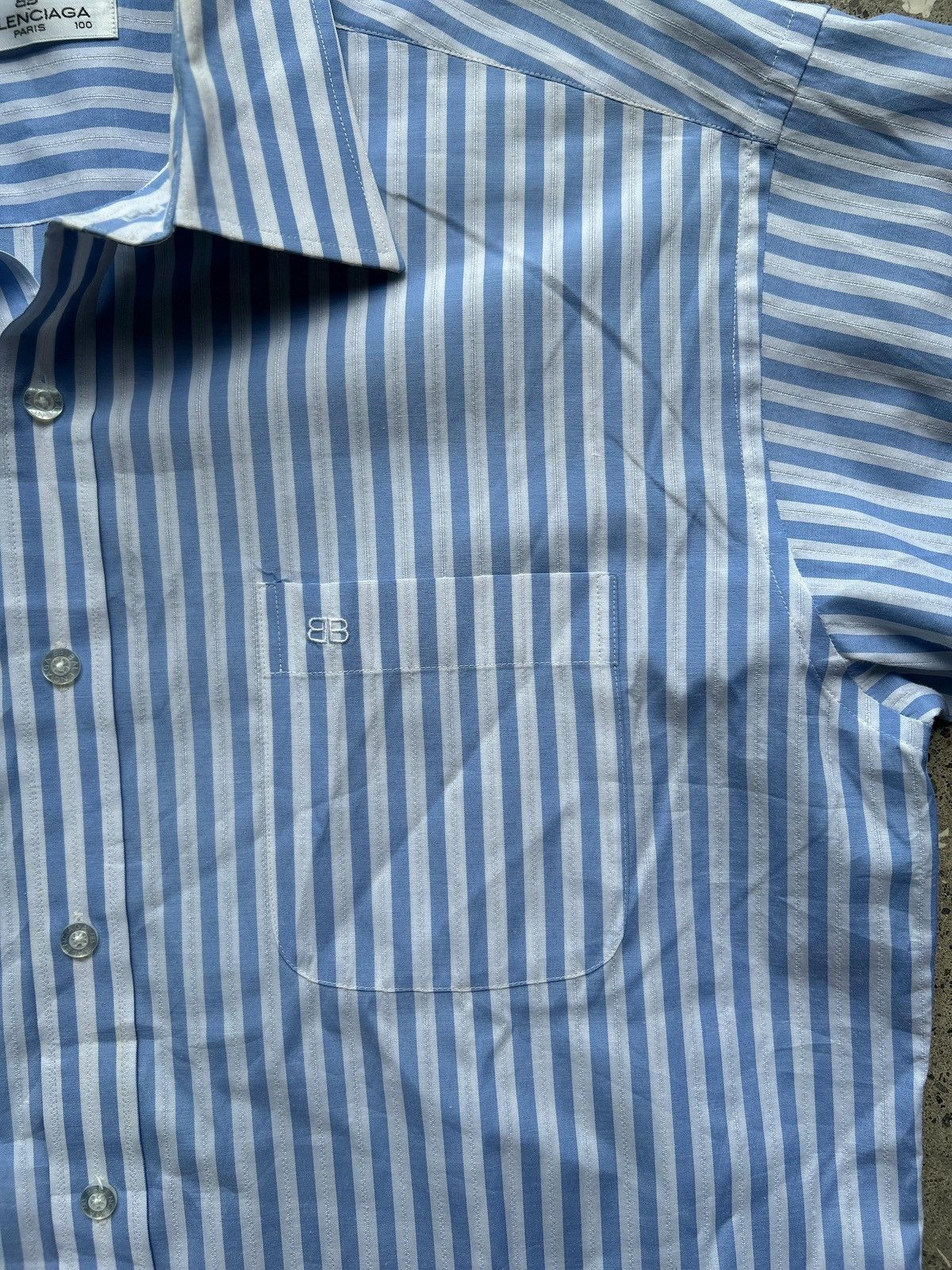 Balenciaga ✨ Balenciaga Striped Short-Sleeve Shirt ✨ Size US L / EU 52-54 / 3 - 4 Thumbnail