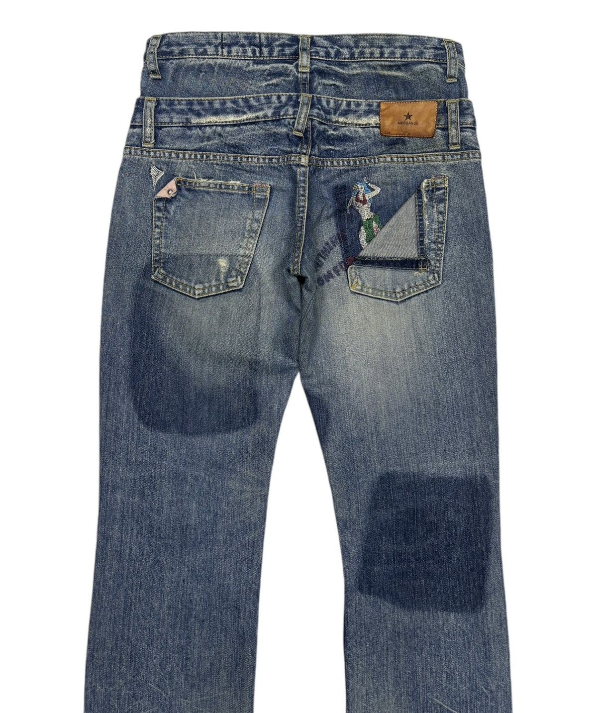 If Six Was Nine Antgauge Double Waist Punk Distressed Denim Jeans Size 29" - 4 Thumbnail