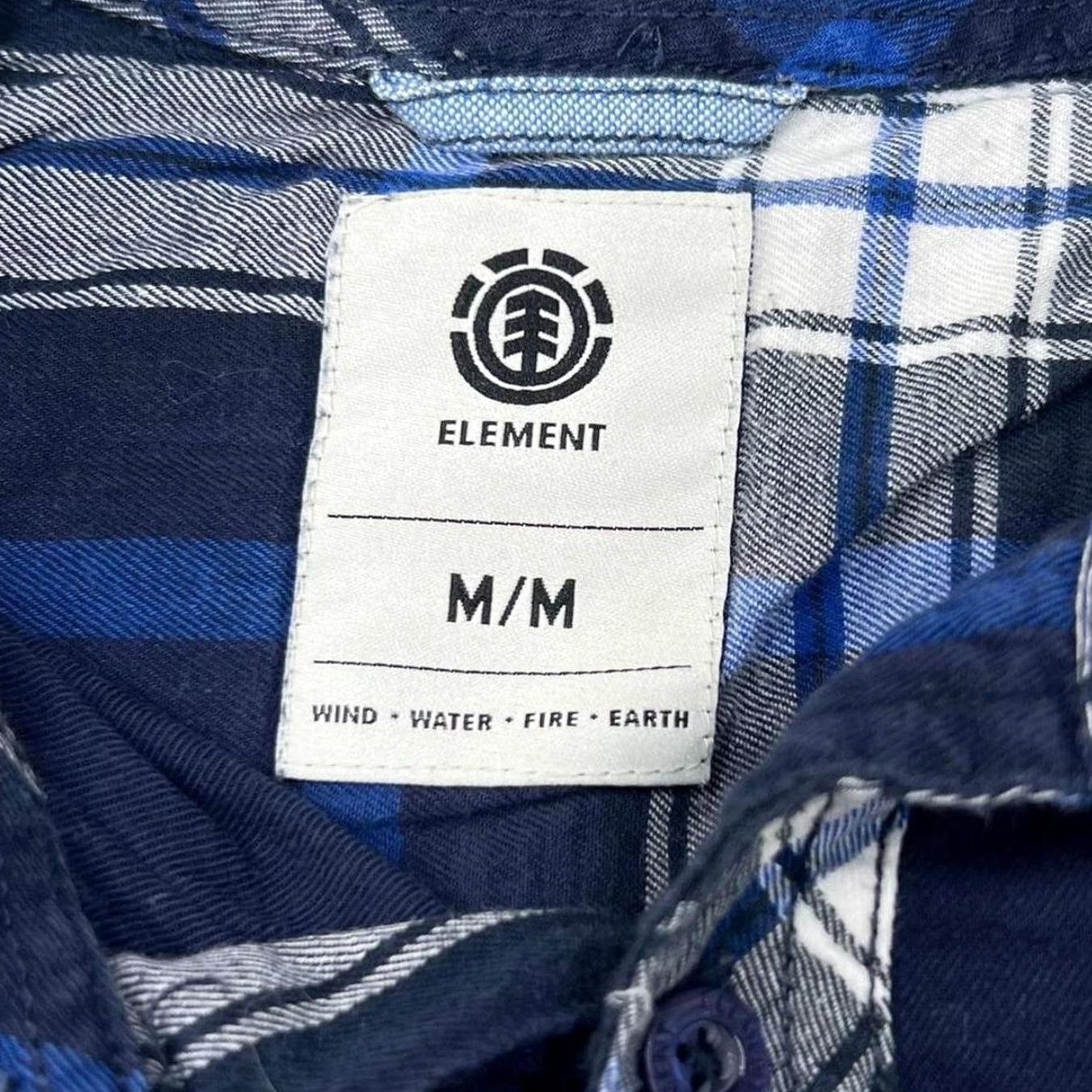 Element Element Plaid Check Skater Long Sleeve Button-Up Flannel Cotton Shirt Medium Navy Blue/Blue/White Mens Button-Up Shirt Size US M / EU 48-50 / 2 - 4 Thumbnail