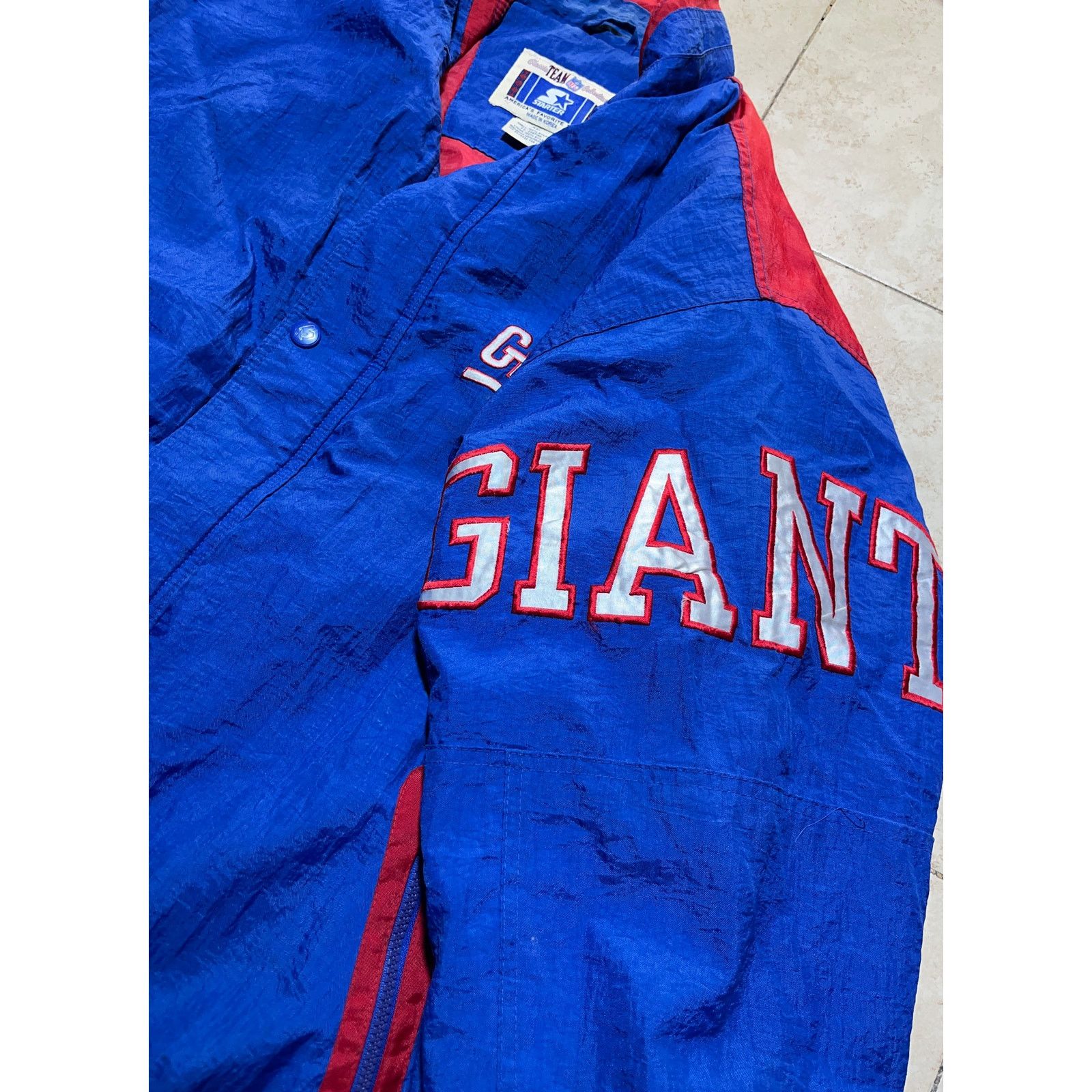 NFL × Starter NY Giants 90s STARTER puffer Split XL blue red NFL vintage Size US XL / EU 56 / 4 - 5 Thumbnail