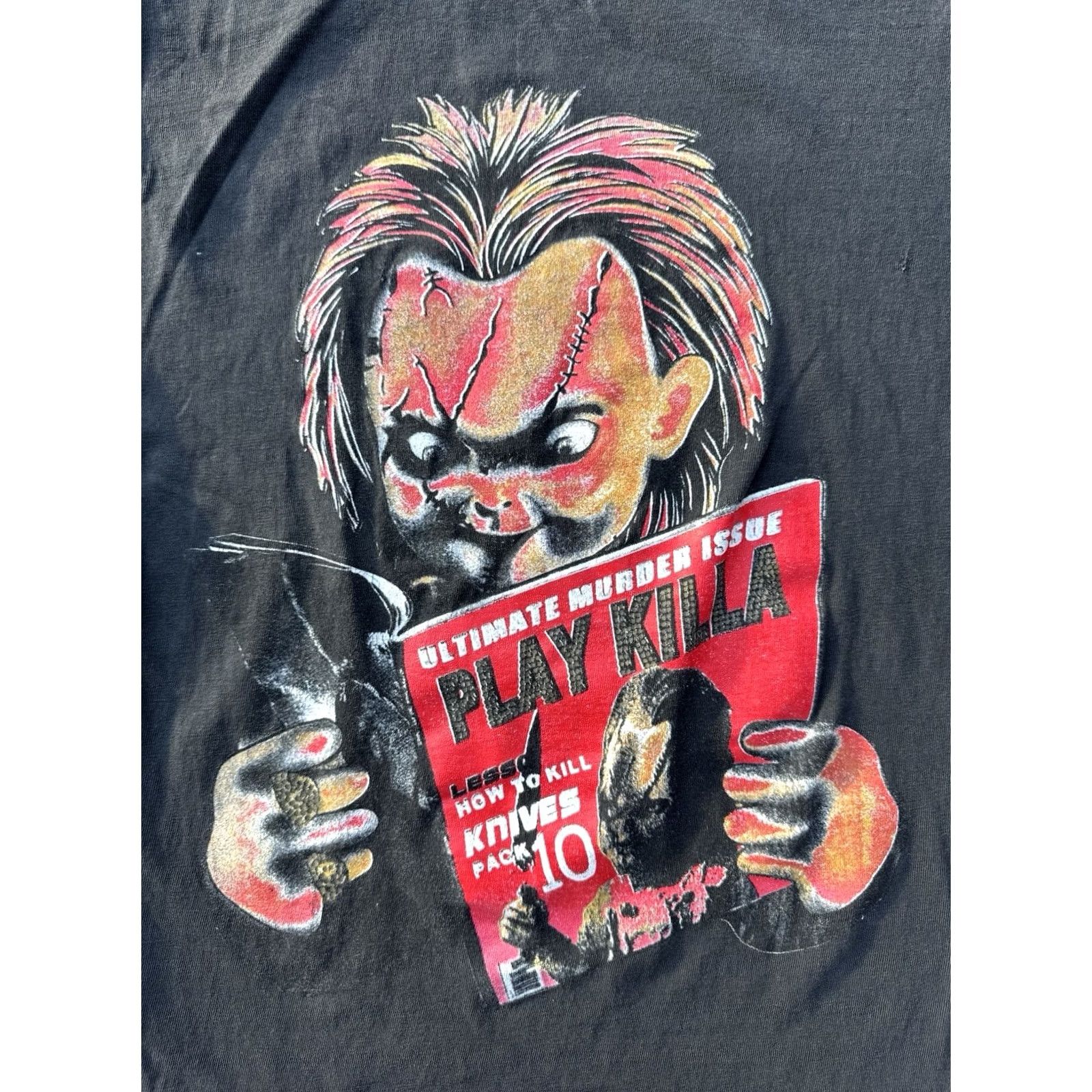 Vintage CH Gold Series Chucky Childs Play Horror Movie Killa Graphic Tee Shirt Black Mens M Size US M / EU 48-50 / 2 - 4 Thumbnail