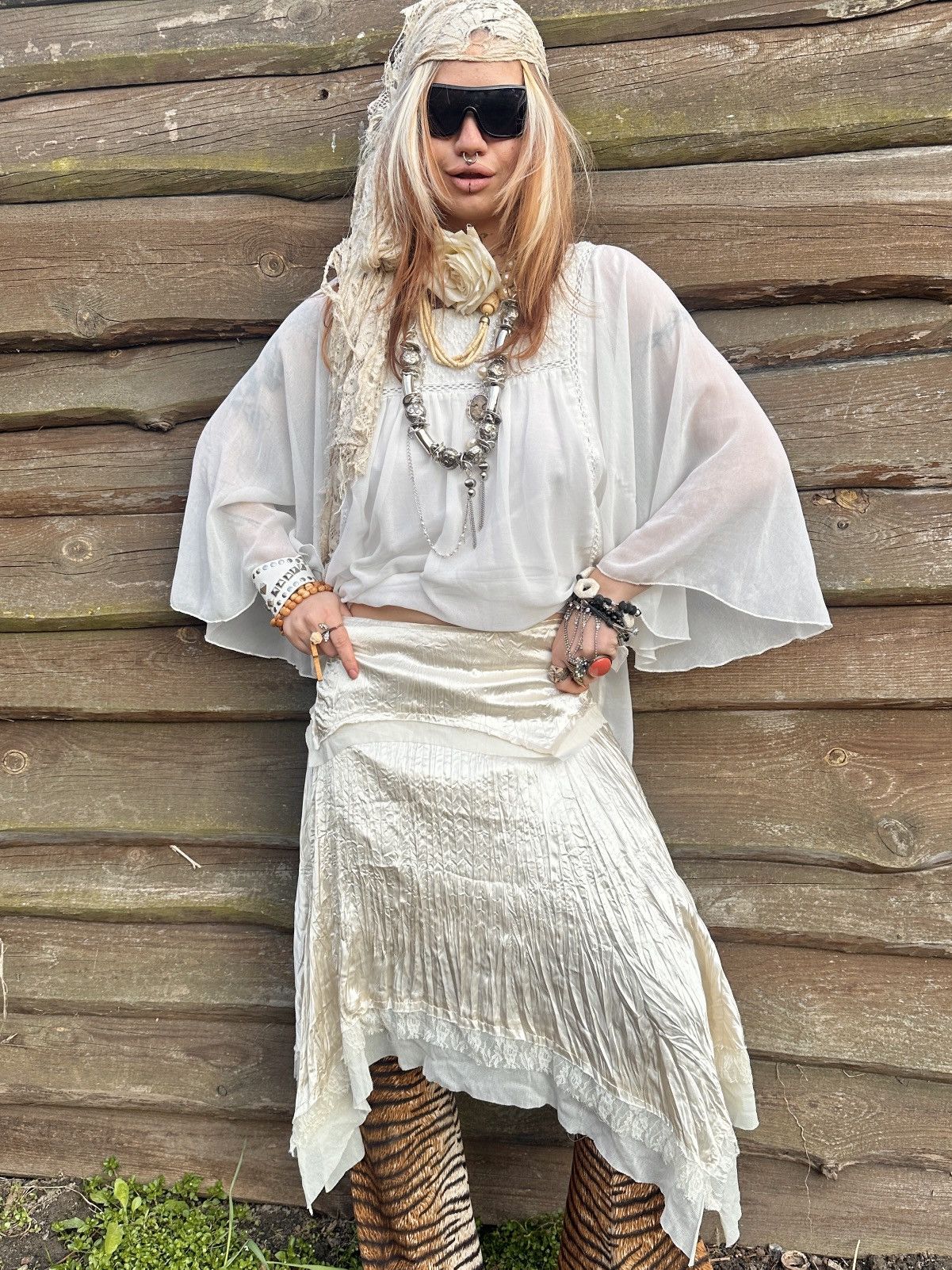 Vintage Vintage cream beige fairy long skirt Size 25" / US 0 / IT 36 - 3 Thumbnail