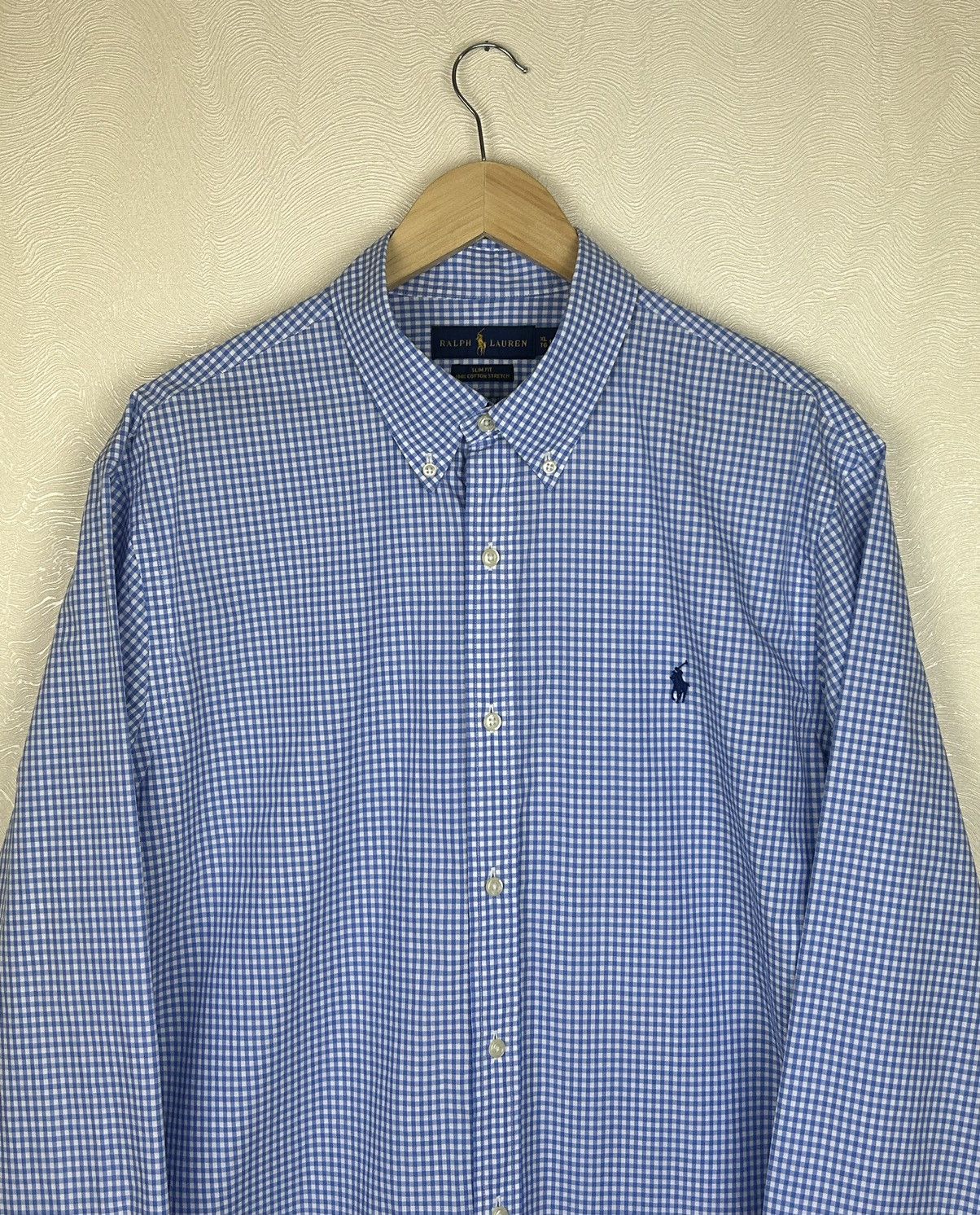 Polo Ralph Lauren Polo Ralph Lauren Blue Check Slim Fit Stretch Shirt Sz XL Size US XL / EU 56 / 4 - 2 Thumbnail
