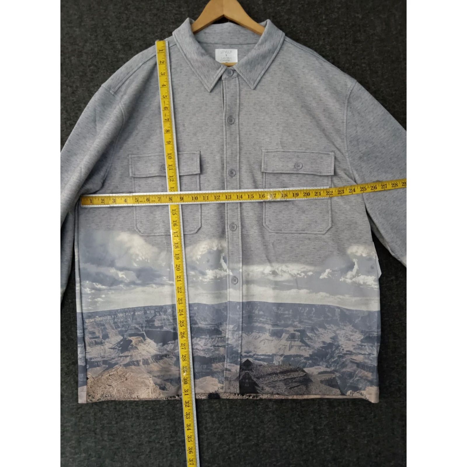 Vintage Stylus X Ladarius Campbell Mountain Design Button Up Jacket XXL Heather Grey Mens Button-Up Graphic Mountain Design Jacket XS? Size US XXL / EU 58 / 5 - 4 Thumbnail