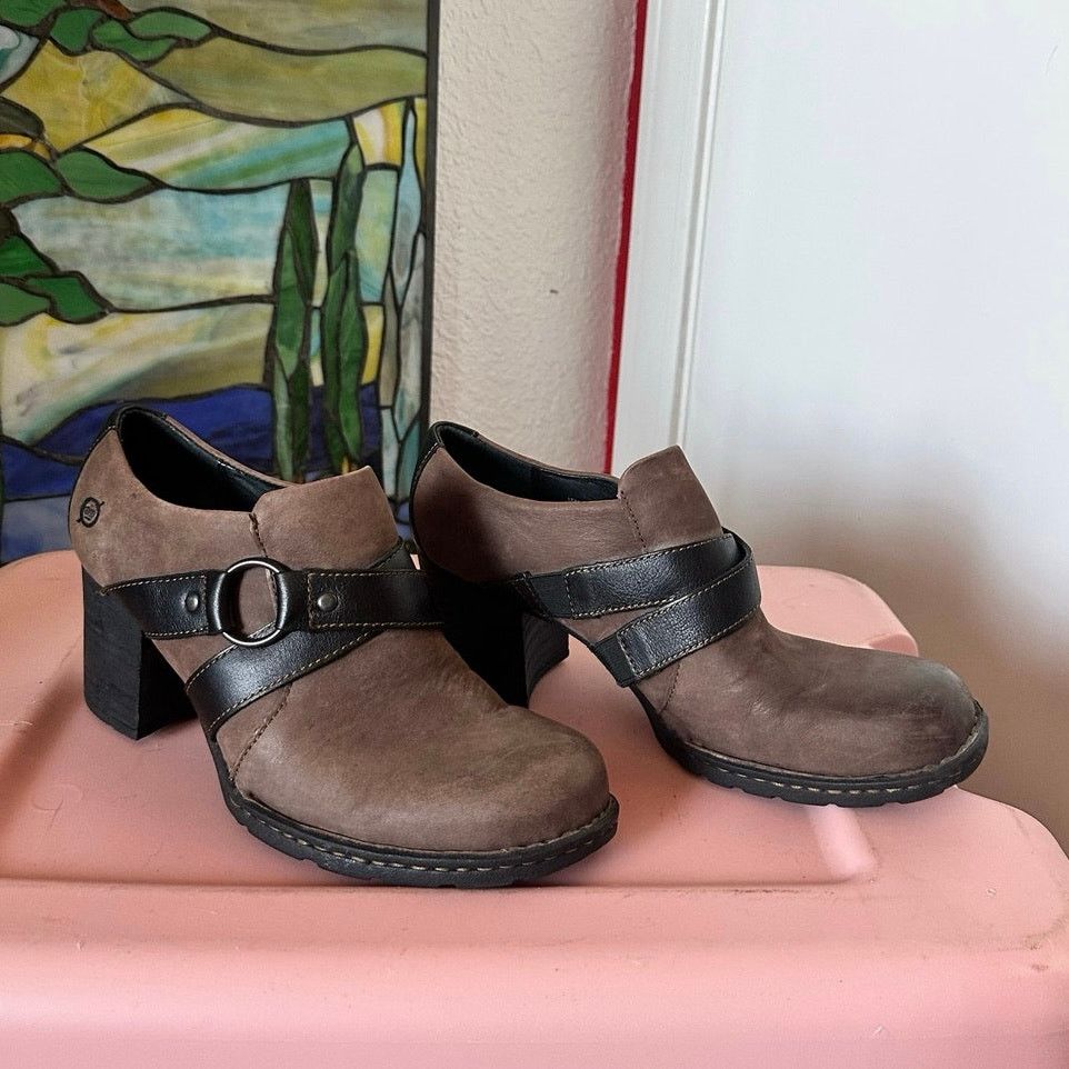 Born born brown and black chunky slip on heels shoes Size US 7.5 / IT 37.5 - 1 Thumbnail