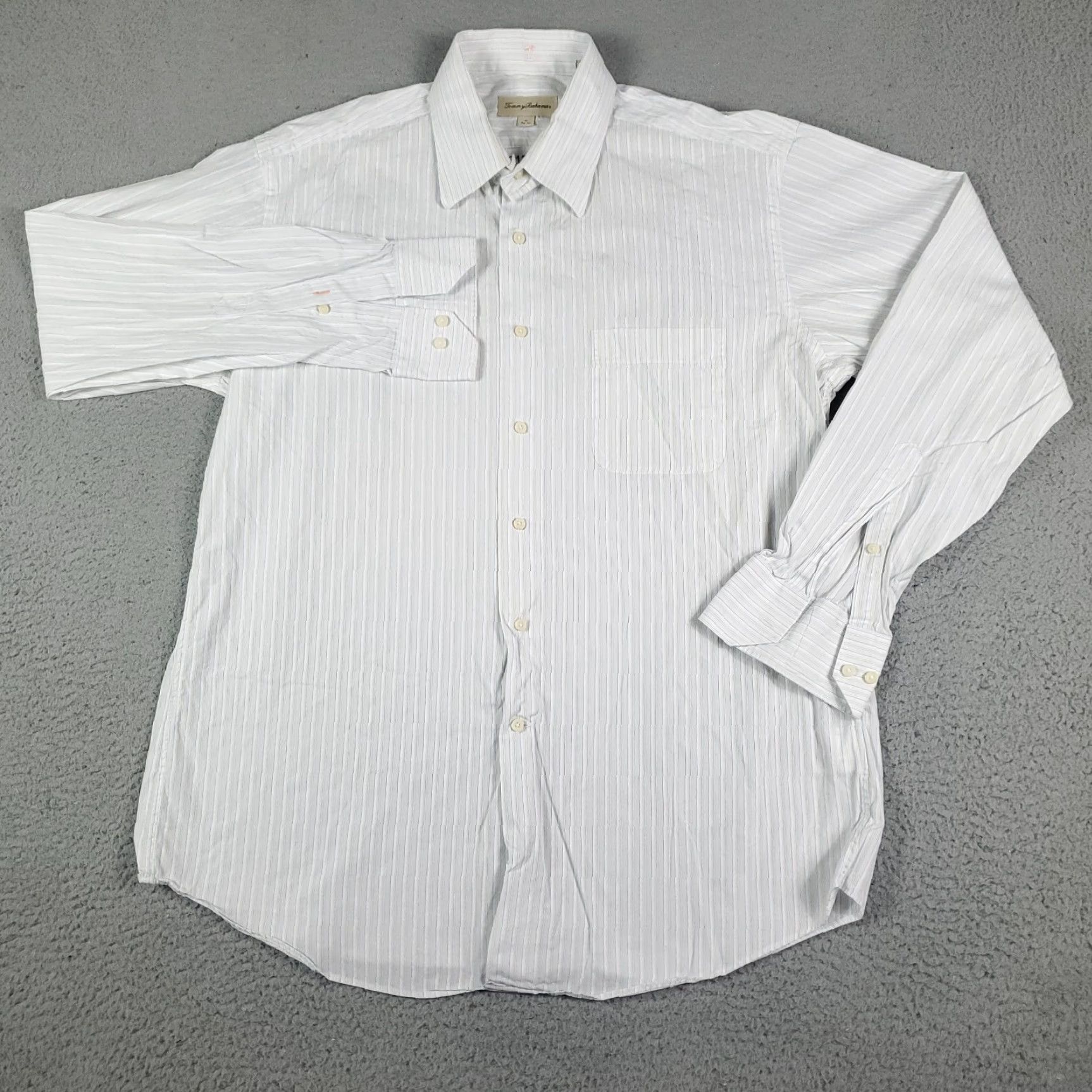 Tommy Bahama VINTAGE Tommy Bahama Dress Shirt Shirt 16 Regular White/Blue Striped 100% Cotton Mens Size 42R - 2 Thumbnail