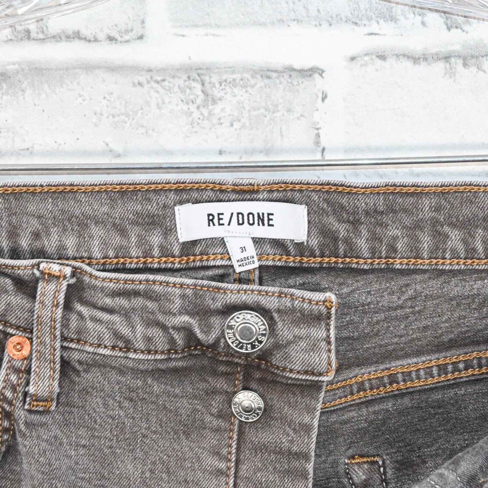 RE/DONE RE/DONE 70s Ultra High Rise Stove Pipe Jeans Grey wash raw Size US 31 - 13 Thumbnail
