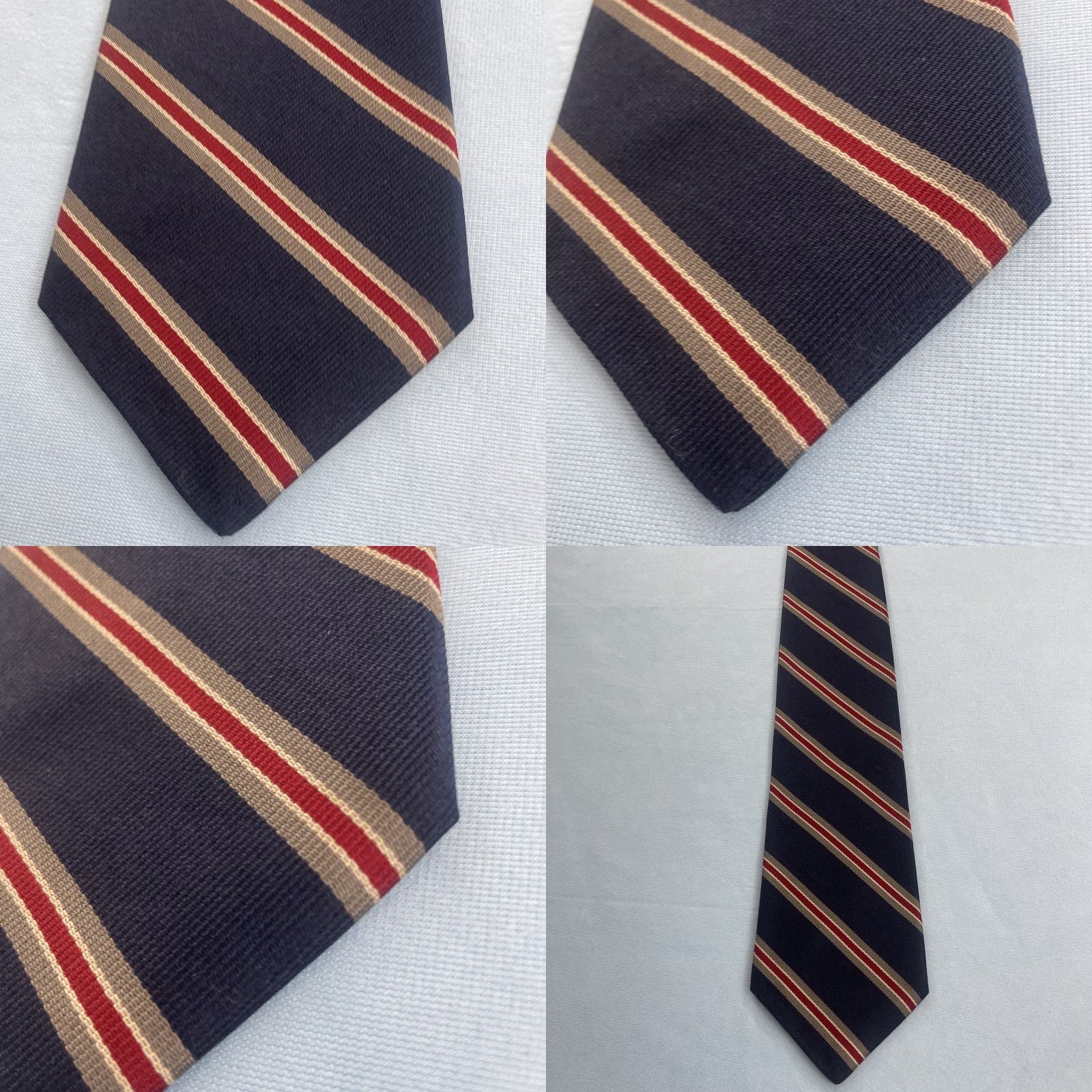 Stafford VINTAGE Stafford Silk Wide Striped Necktie 90s Men Repp Blue Red Silver Gray Read 4x58 Tie Size ONE SIZE - 8 Thumbnail