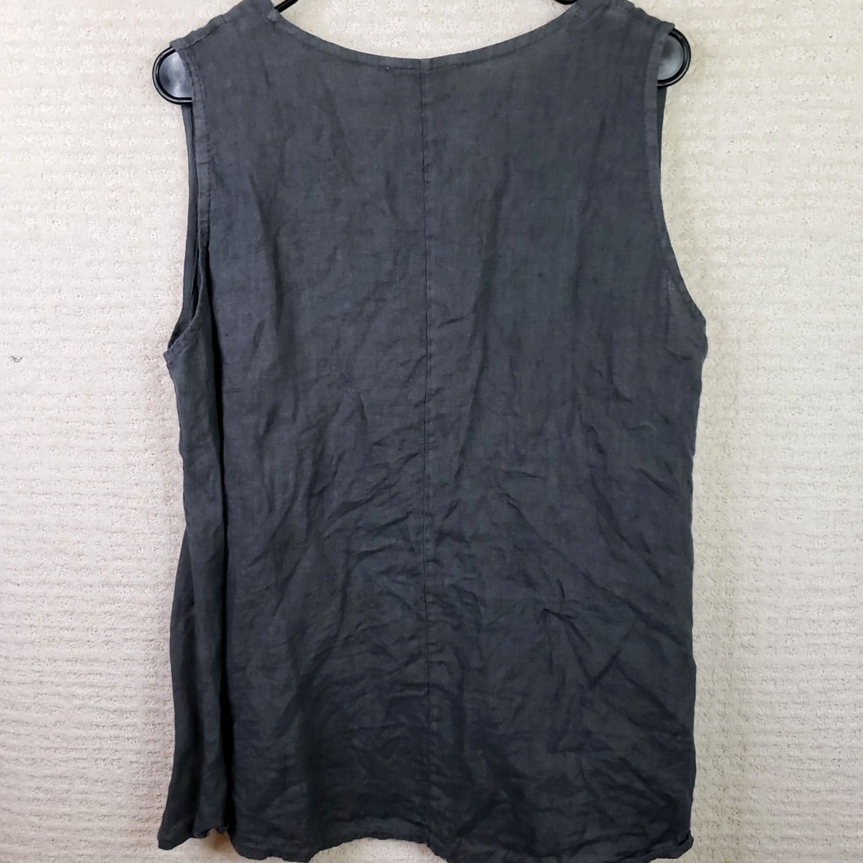 Vintage Cobblestone Living Blouse Sleeveless Tunic Women's XL Gray Linen Boat Neck Pullover Casual Boho Beach 22" ARMPIT-TO-ARMPIT Size XL / US 12-14 / IT 48-50 - 4 Thumbnail