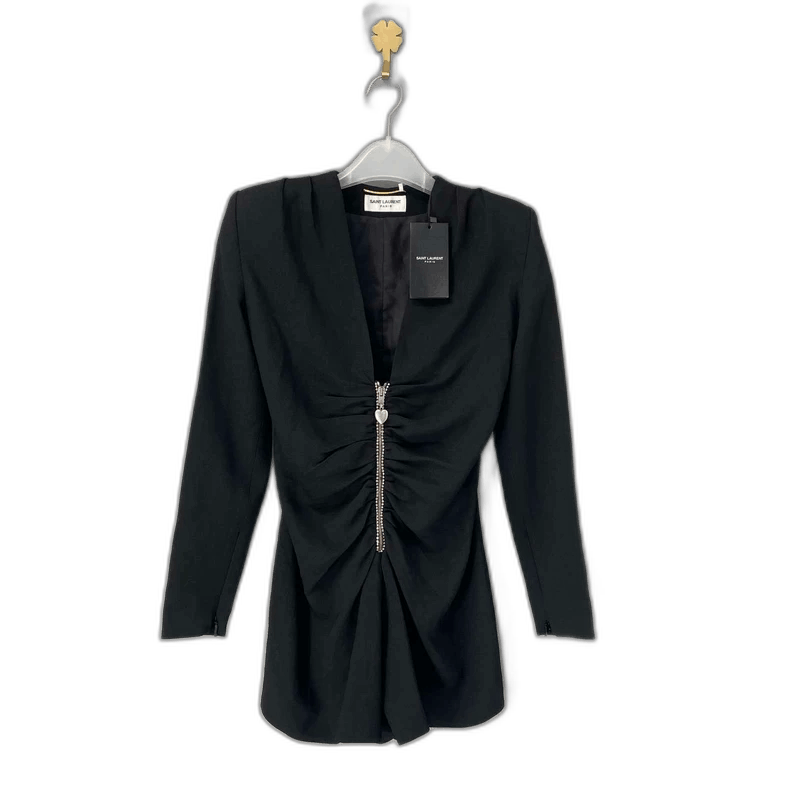 Saint Laurent Zip Bodysuit with Heart Detail-2507