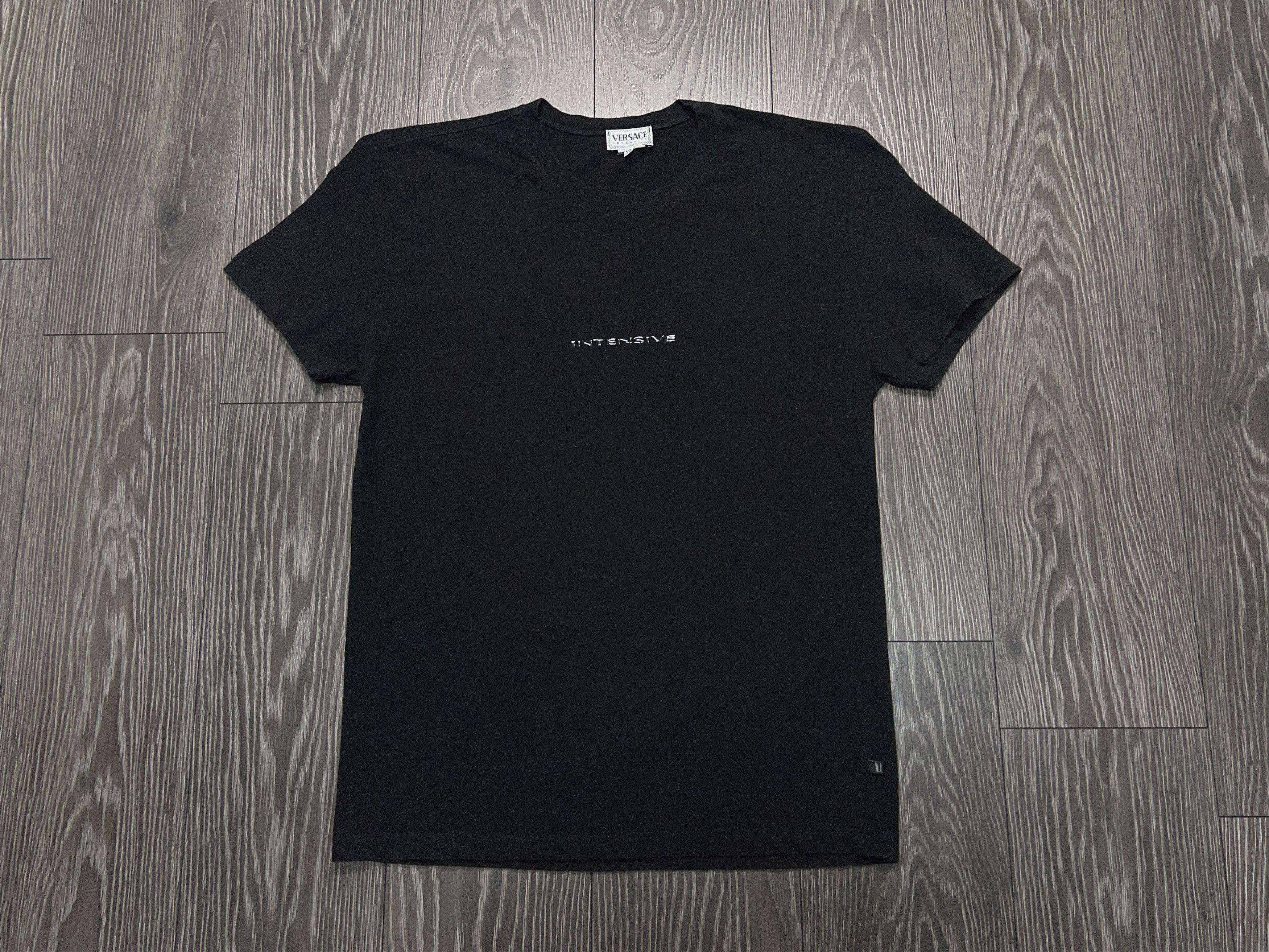 Vintage Mens Versace Intensive Logo Black Cotton Polyamide Size XL Size US XL / EU 56 / 4 - 1 Thumbnail